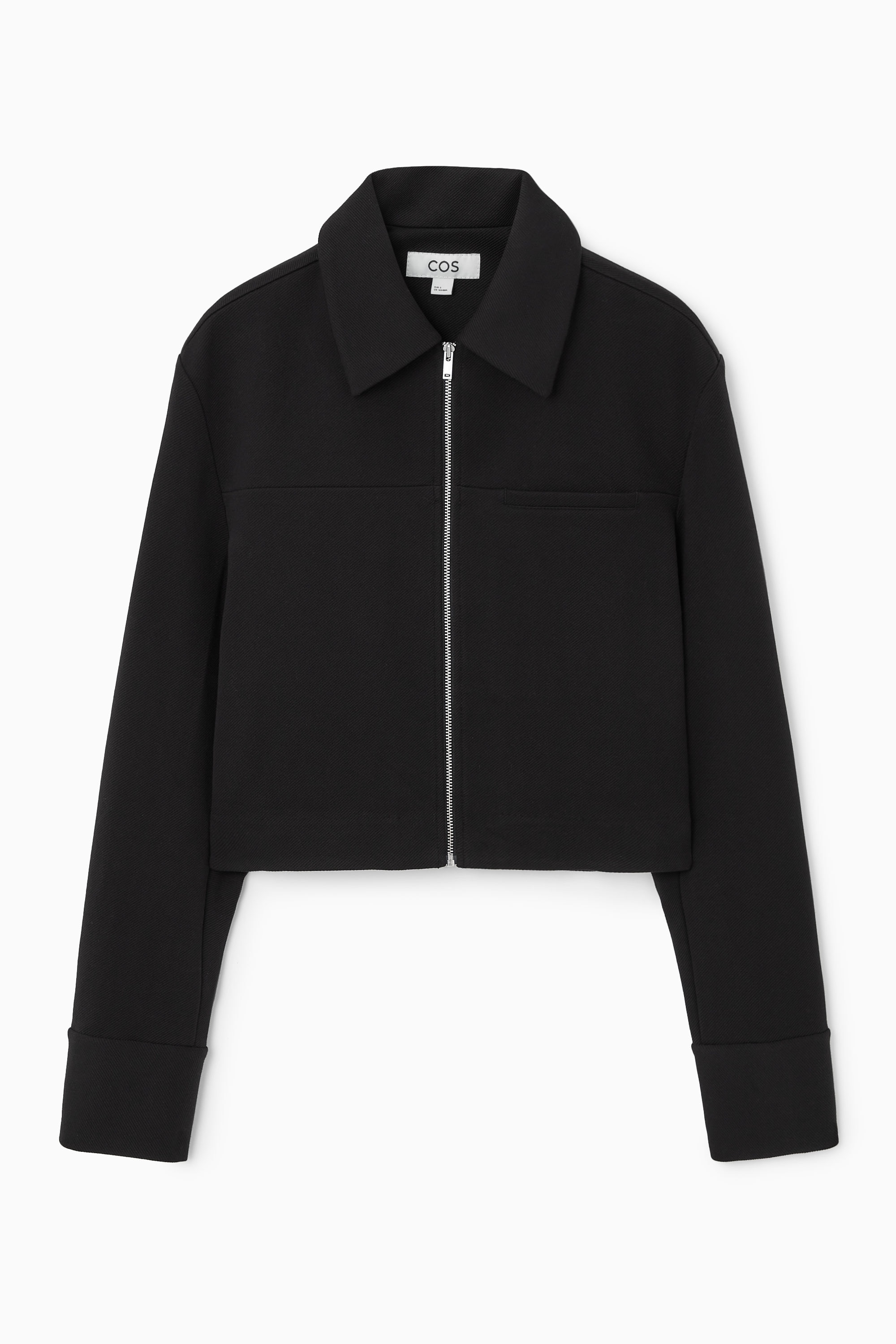 ル 年末のプロモーション CROPPED TWILL ZIP-UP JACKET - BLACK | COS ジャケット・アウター