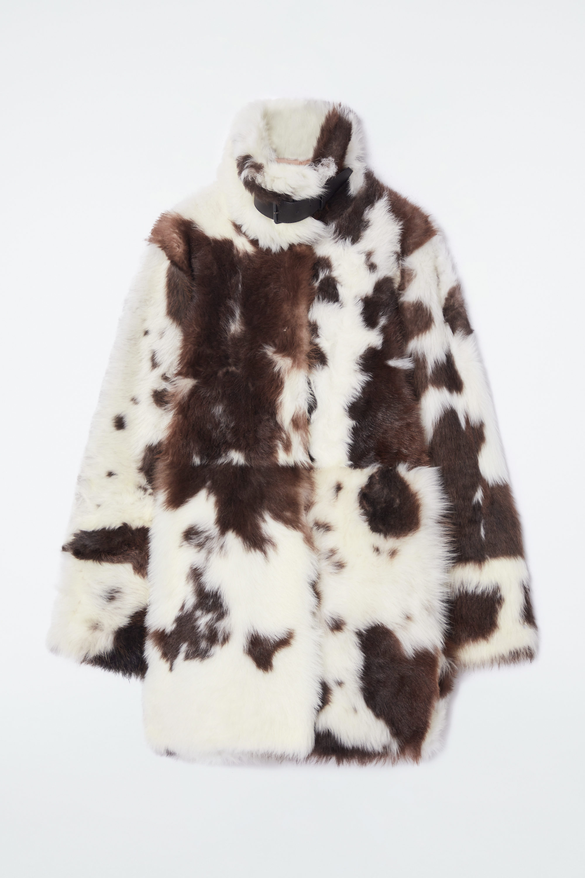 THE FUNNEL-NECK SHEARLING COAT - NATURAL SHEARLING | COS
