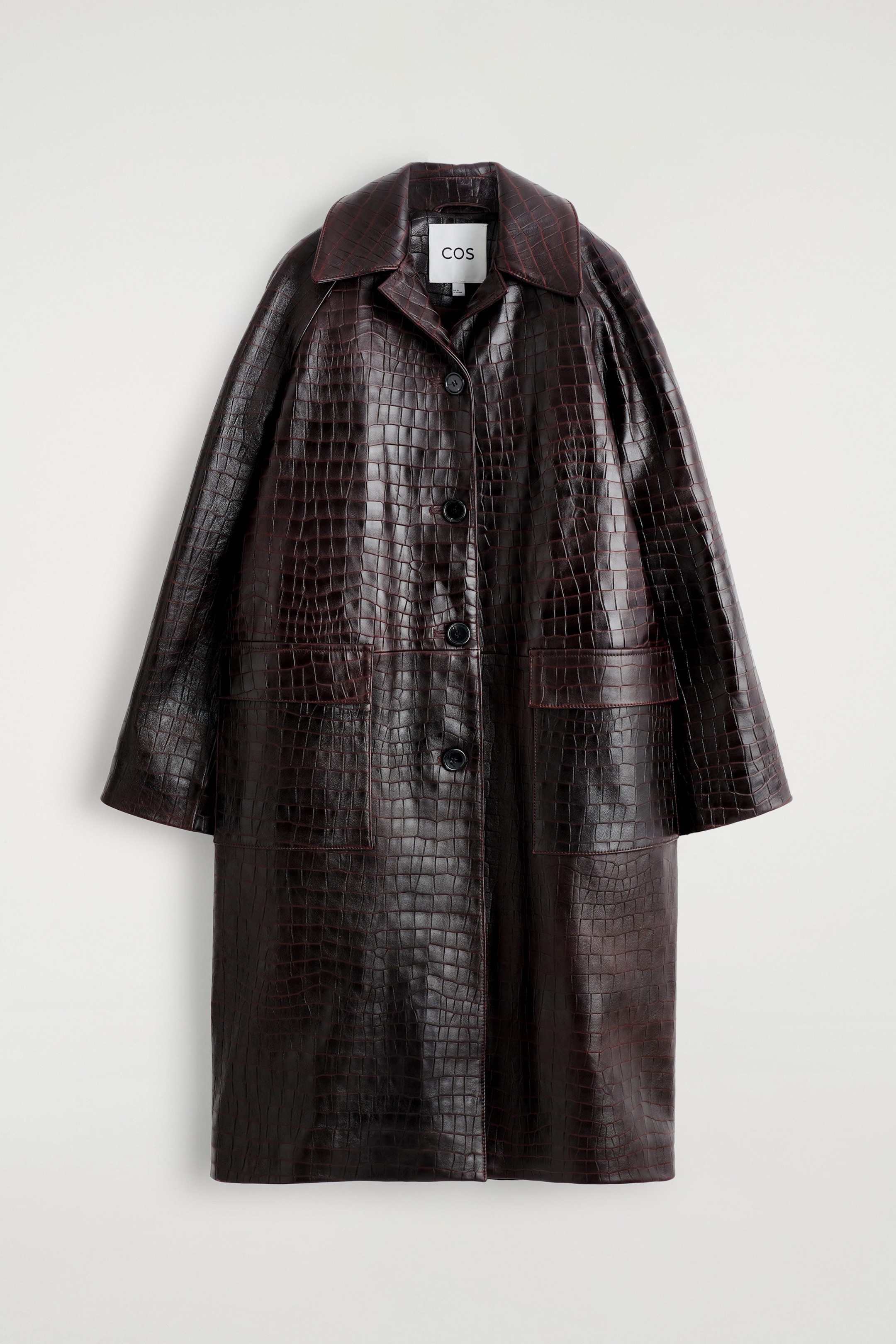 CROC-EFFECT LEATHER COAT