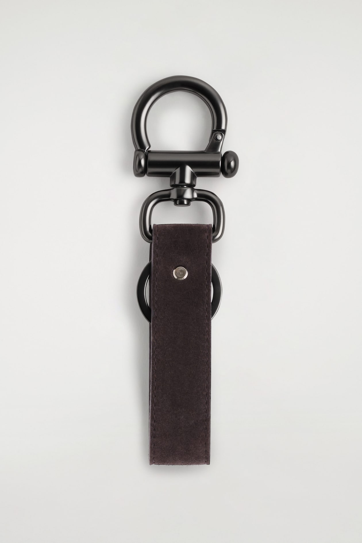 SUEDE KEYRING — BROWN