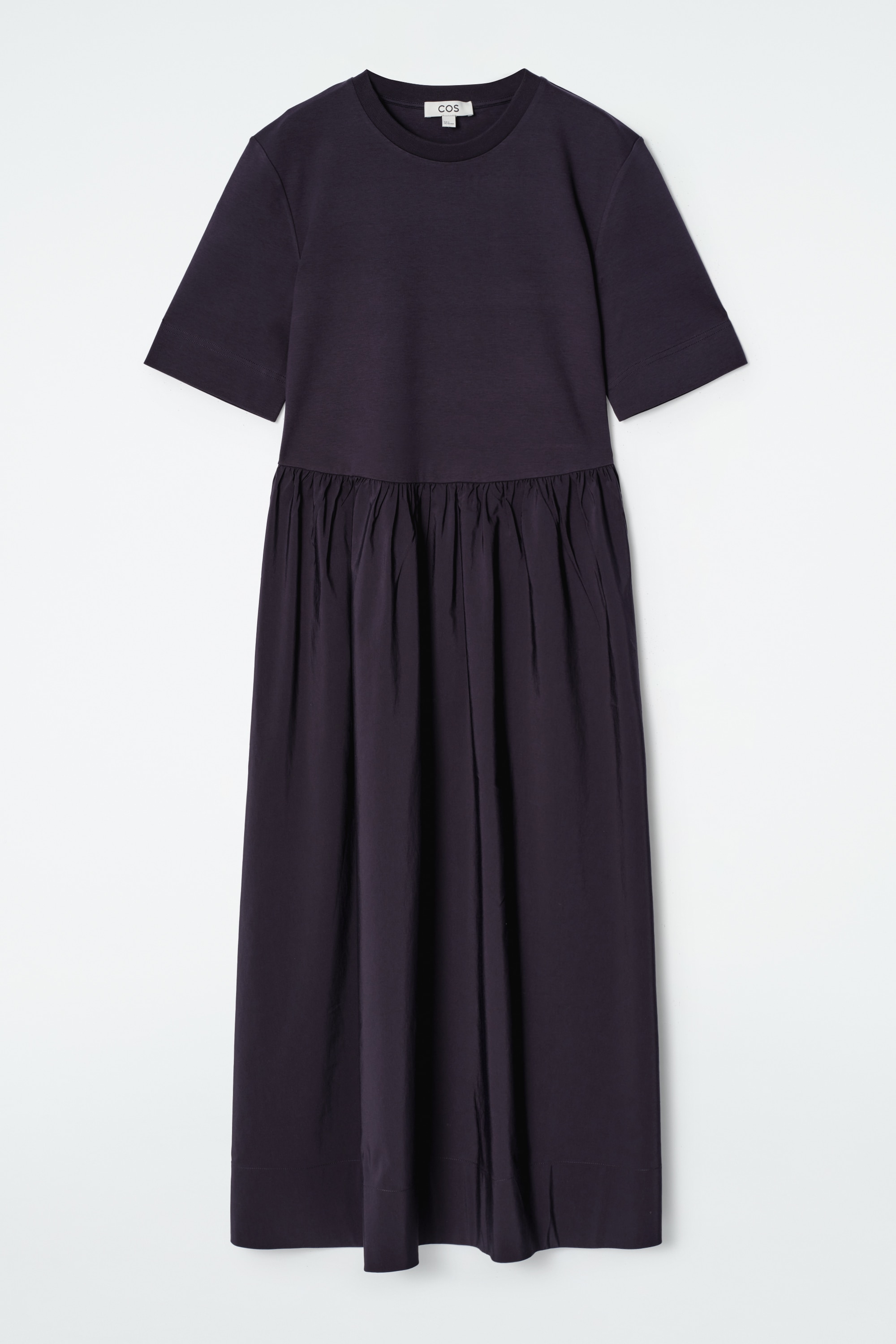 MIDI ŠATY S KONTRASTNÍM PANELEM - NÁMOŘNICKÁ/ČERVENÁ