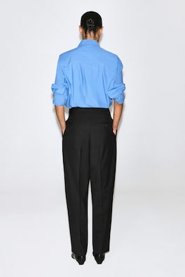 CUMMERBUND-WAIST BARREL-LEG PANTS — BLACK 5