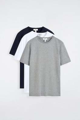 3-PACK COTTON CREW-NECK T-SHIRTS — NAVY / WHITE / GRAY 10