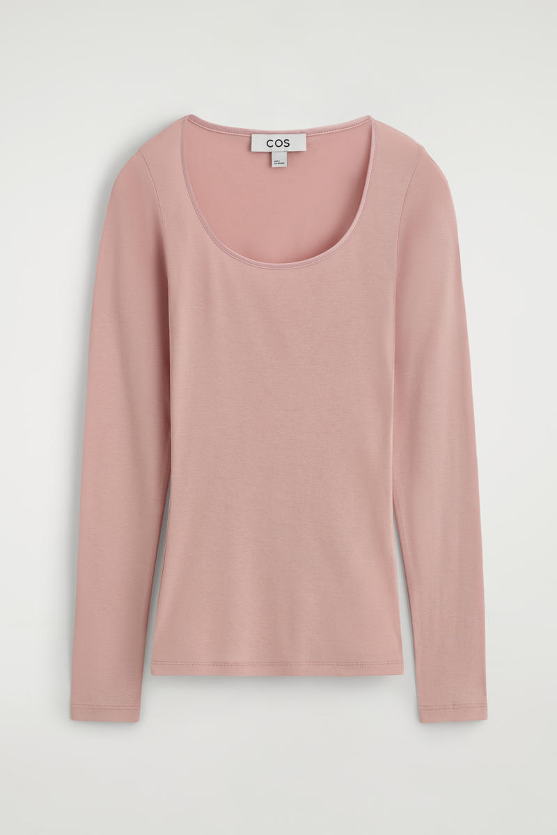 Satin-Trimmed Cotton-Jersey Long-Sleeved Top