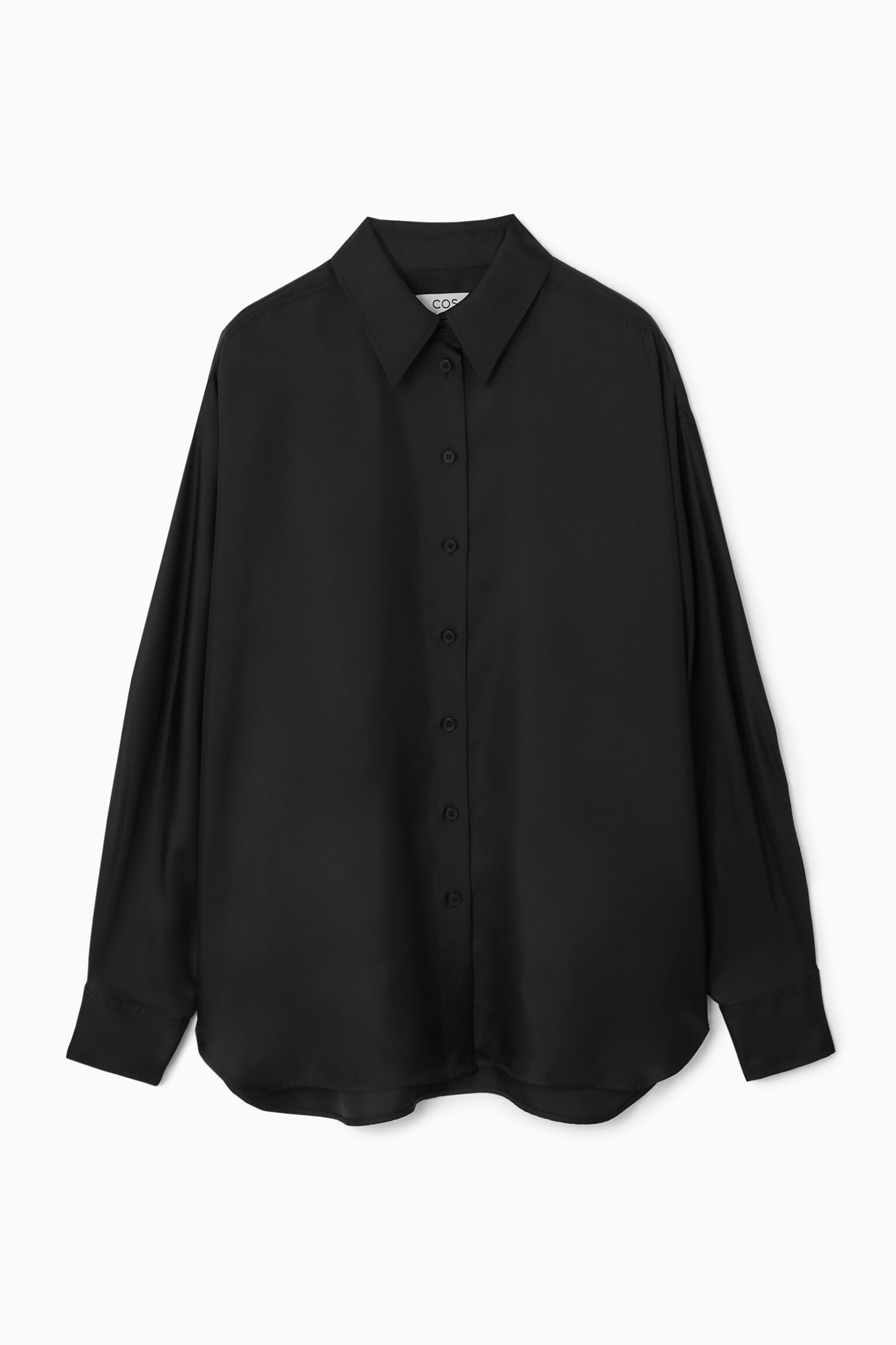 OVERSIZED BATWING-SLEEVE SILK SHIRT - BLACK
