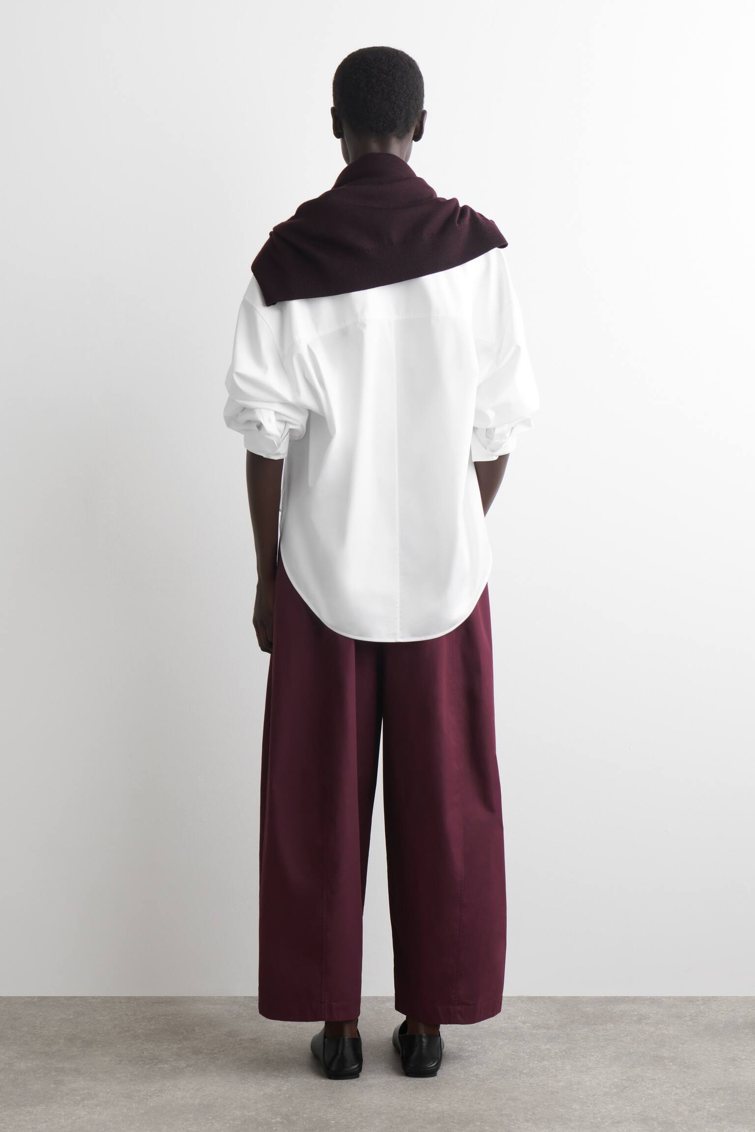 מכנסיים עם רגל בצורת חבית אלסטית - DARK RED/DARK BROWN - 6