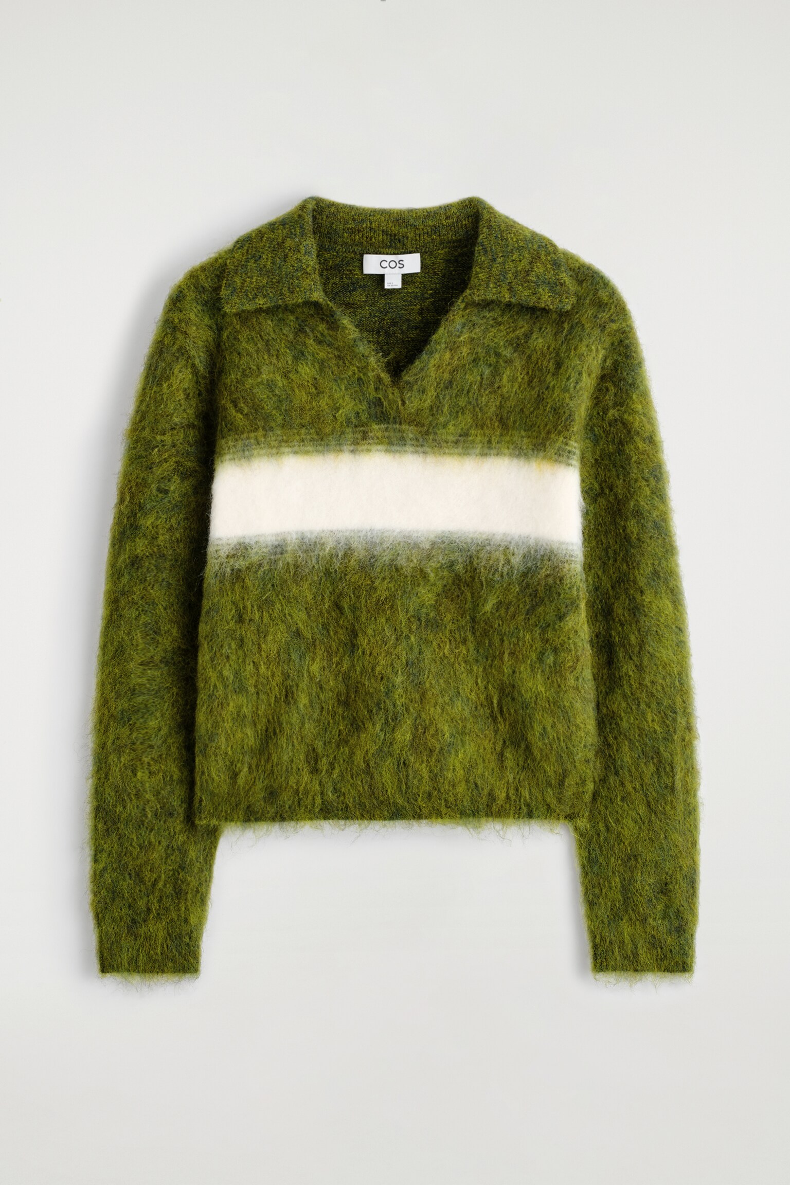 STRIPED MOHAIR-BLEND POLO JUMPER - GREEN / STRIPED - 2