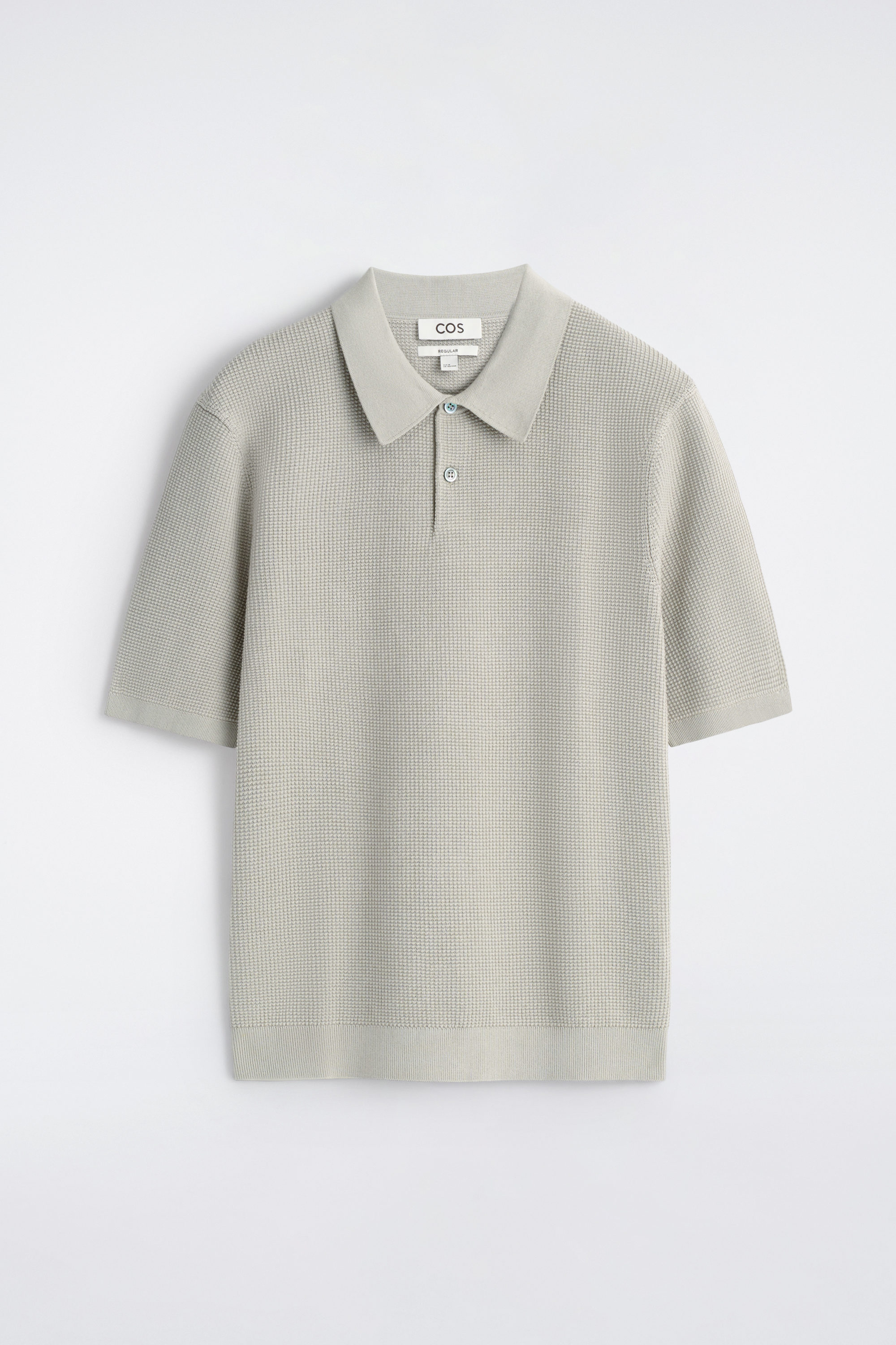 WAFFLE-KNIT COTTON POLO SHIRT - LIGHT GREEN | COS US