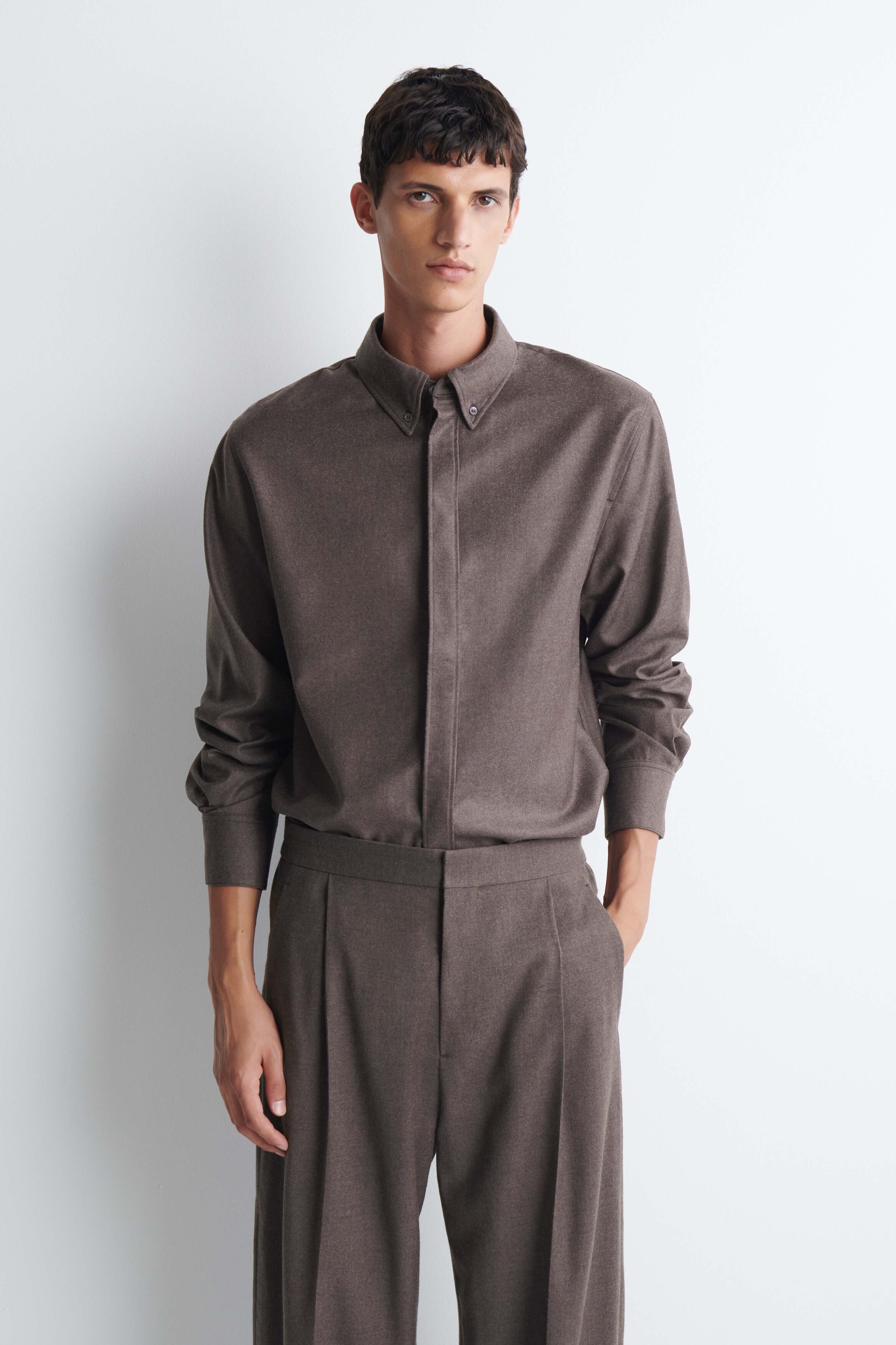 WOOL-FLANNEL BUTTON-DOWN COLLAR SHIRT