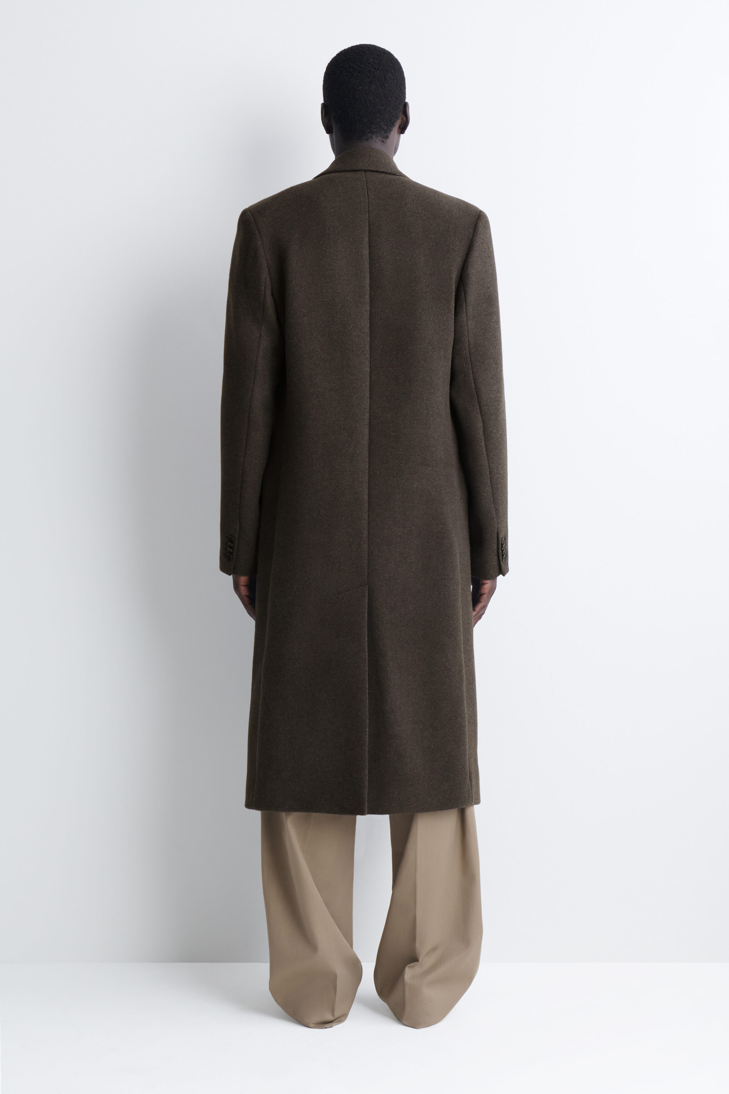 DOUBLE-BREASTED WOOL-BLEND LONG COAT - DARK-BROWN MÉLANGE | COS US