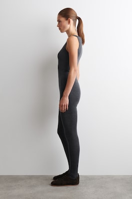 SEAMLESS MERINO WOOL MINI DRESS — CHARCOAL MÉLANGE 4
