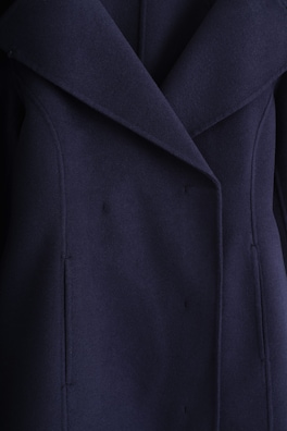 SCULPTED DOUBLE-FACED WOOL SHORT COAT — MIDNIGHT 1