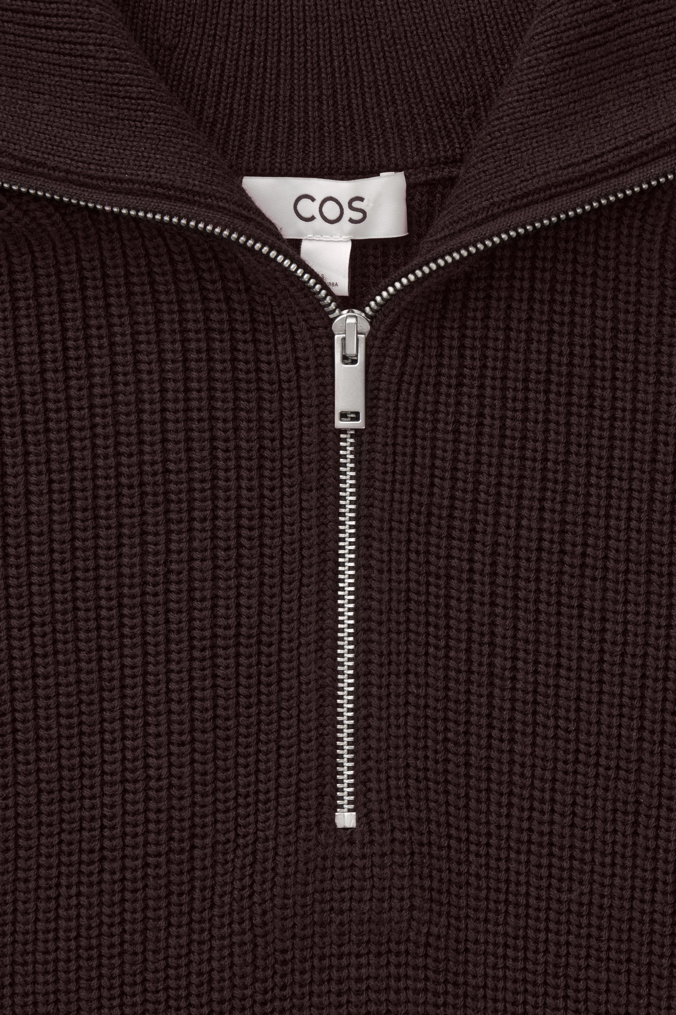 View larger image: WOOL AND COTTON HALF-ZIP JUMPER - DARK BROWN - Ladies | H&M GB 2