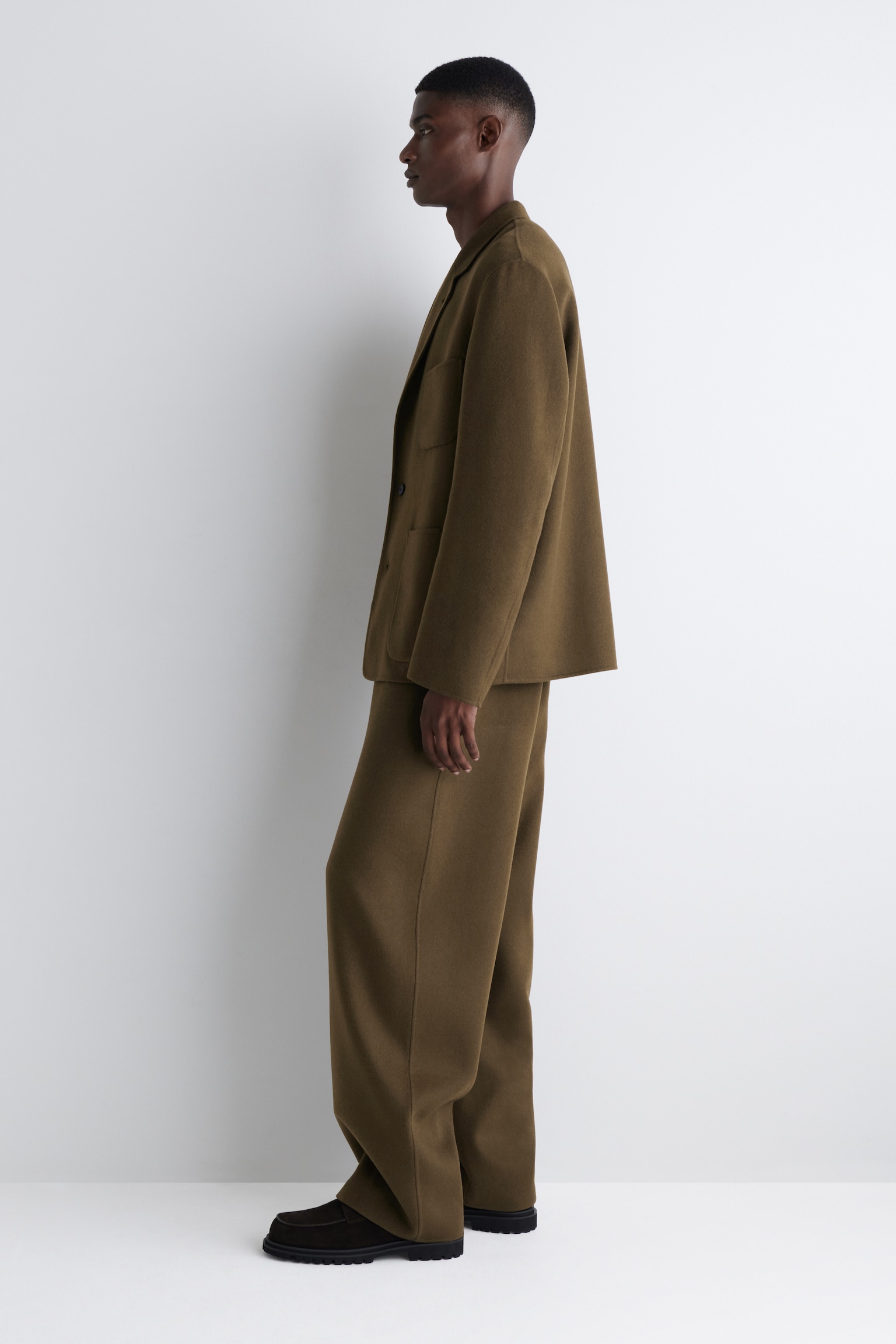 PANTALÓN DE LANA CON PIERNA ANCHA - MARRÓN/GRIS MARENGO - 6
