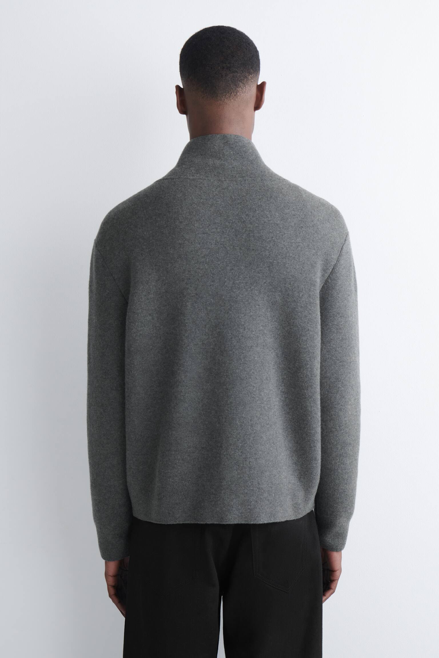 ז'קט רוכסן מצמר מרינו - אפור - 3