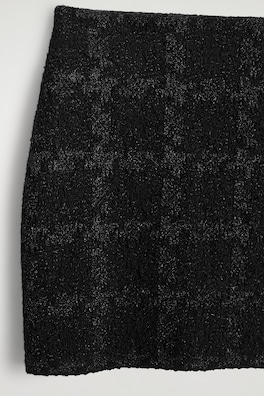 SPARKLY BOUCLÉ-KNIT MINI SKIRT — BLACK / CHECKED 1