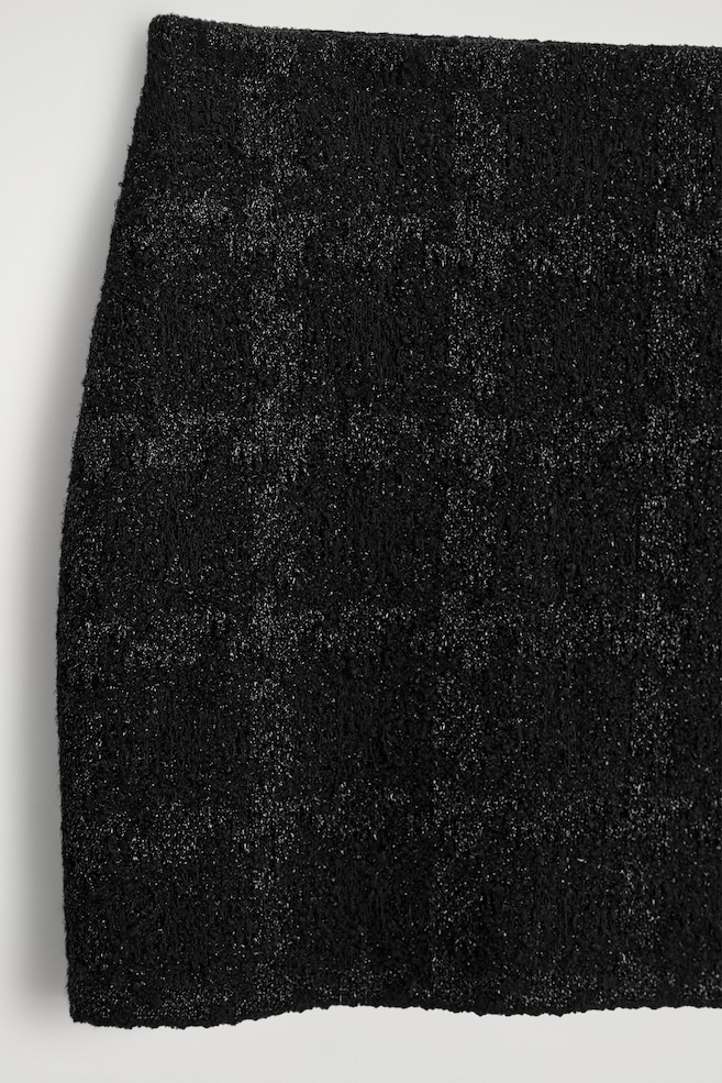 SPARKLY BOUCLÉ-KNIT MINI SKIRT — BLACK / CHECKED