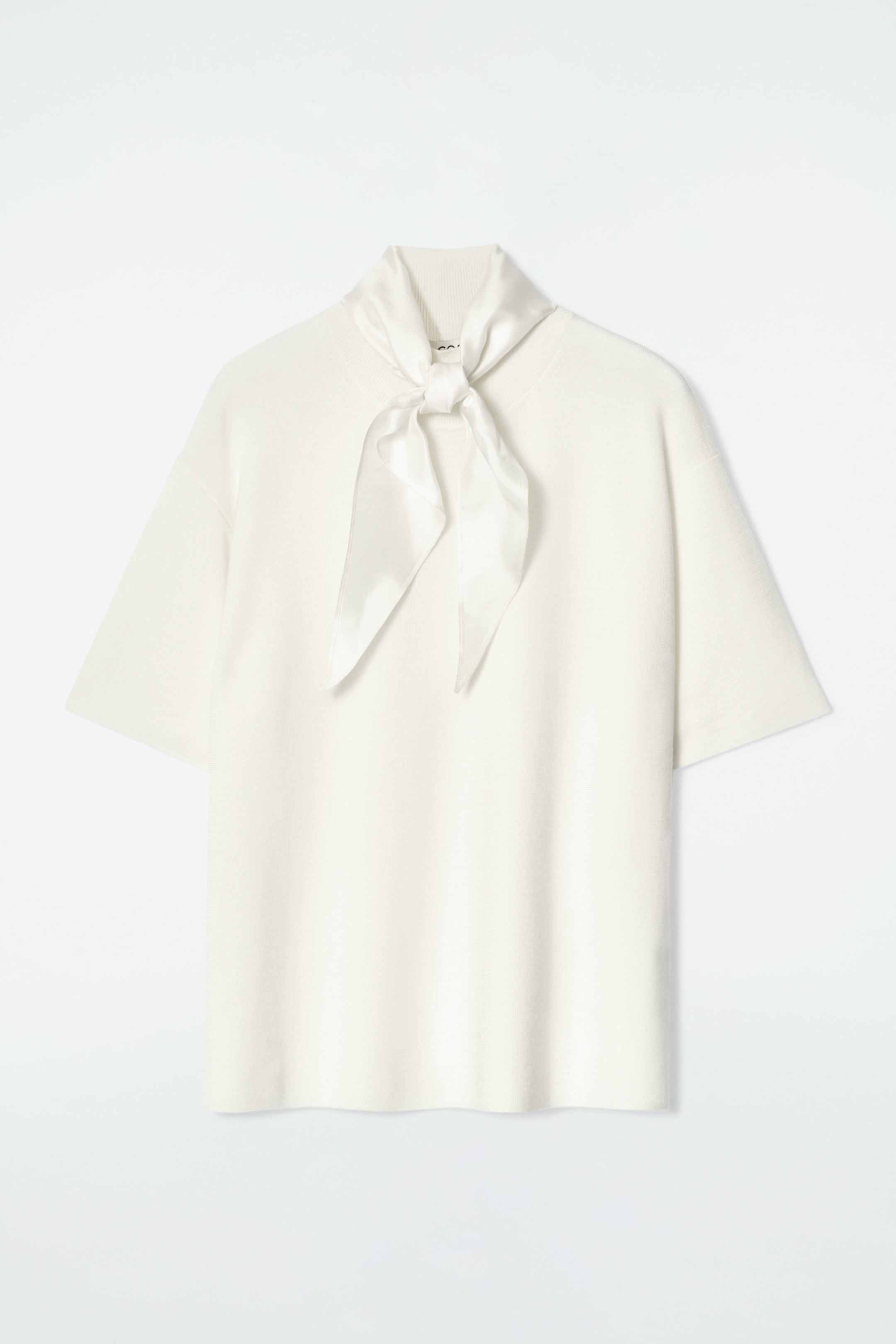 SCARF-DETAIL MERINO WOOL T-SHIRT