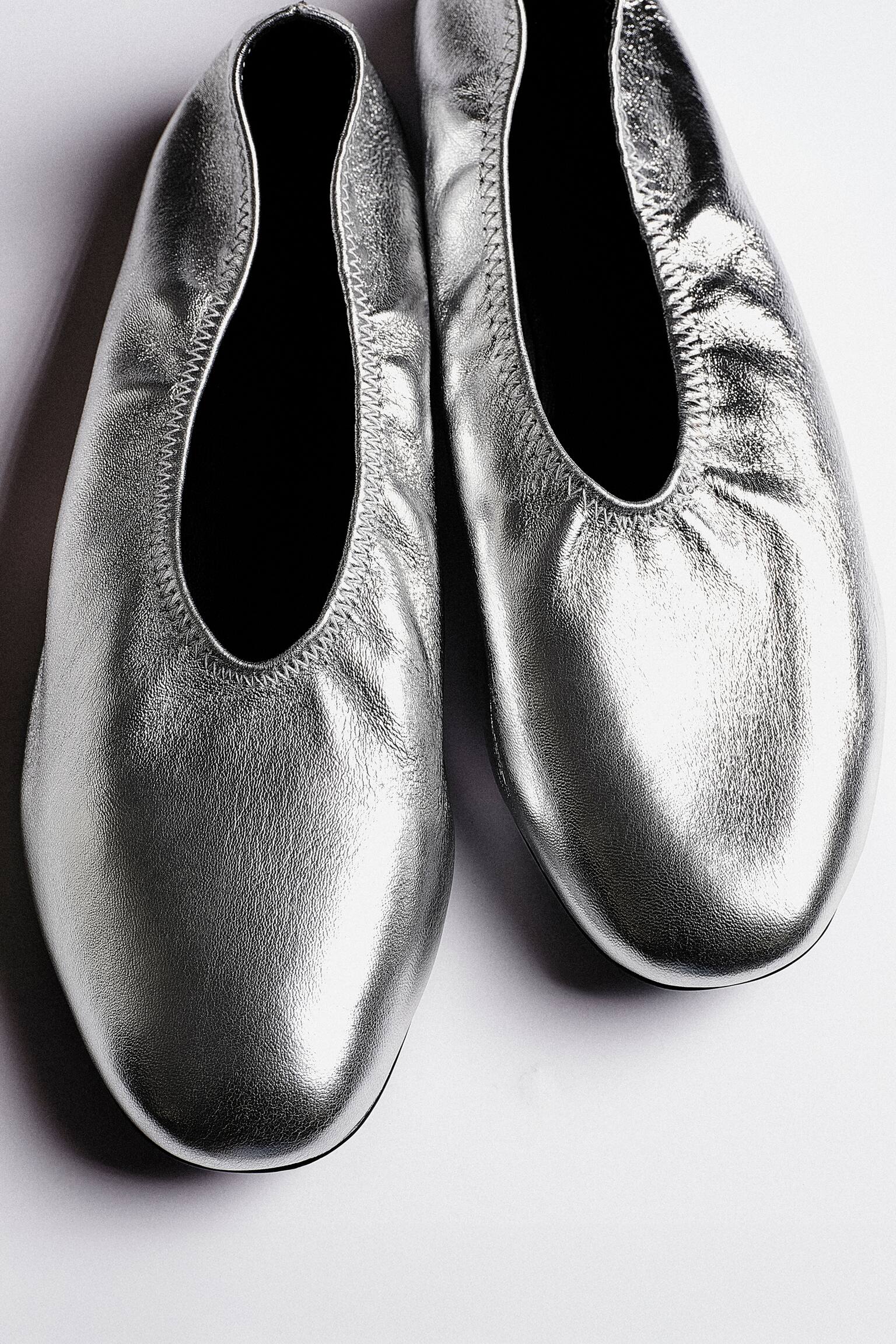 BALLERINE MINIMAL IN PELLE - ARGENTO - 6