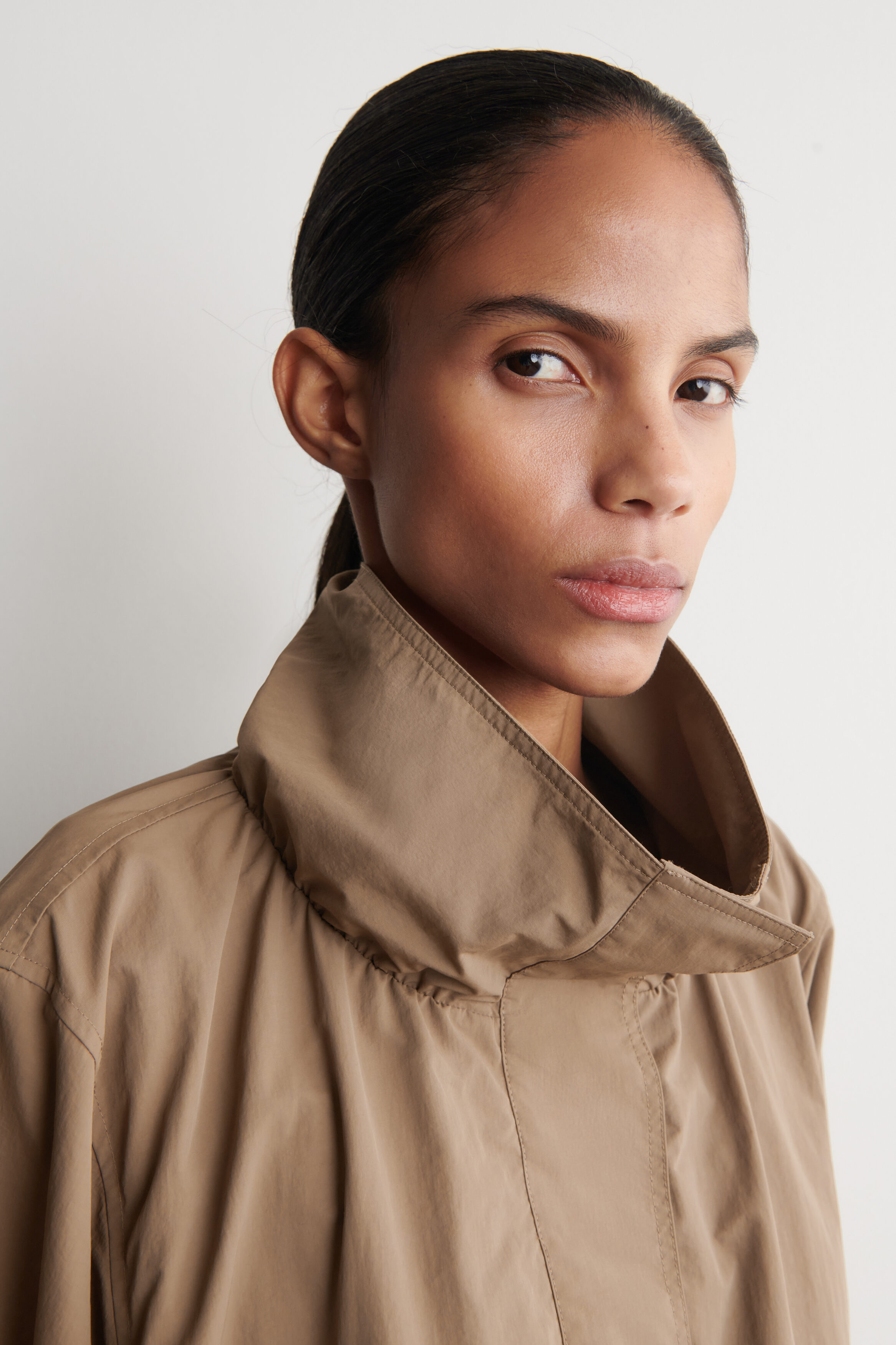 NYLON mock-NECK JACKET - BEIGE | COS US