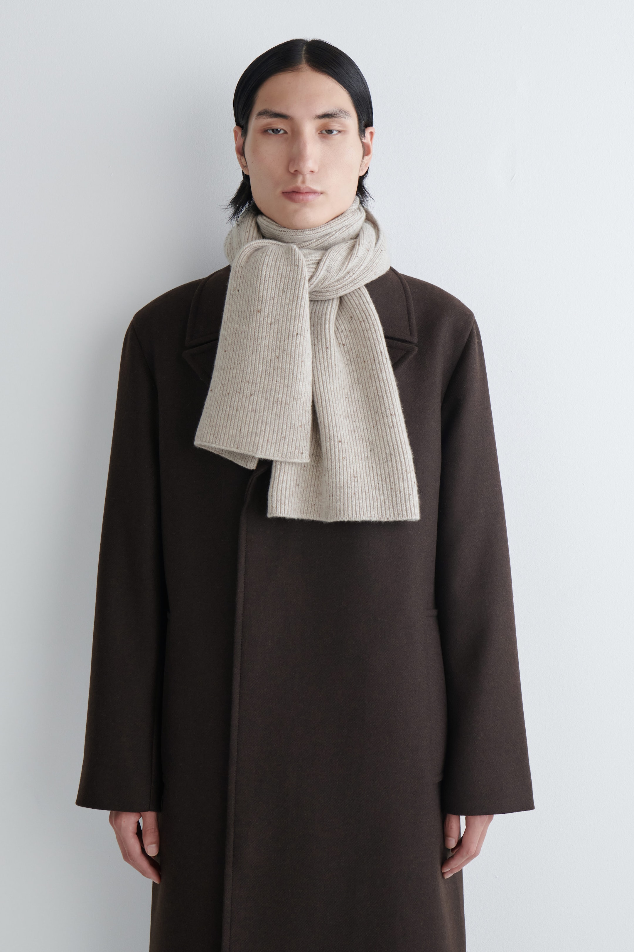 RIBBED WOOL-CASHMERE SCARF