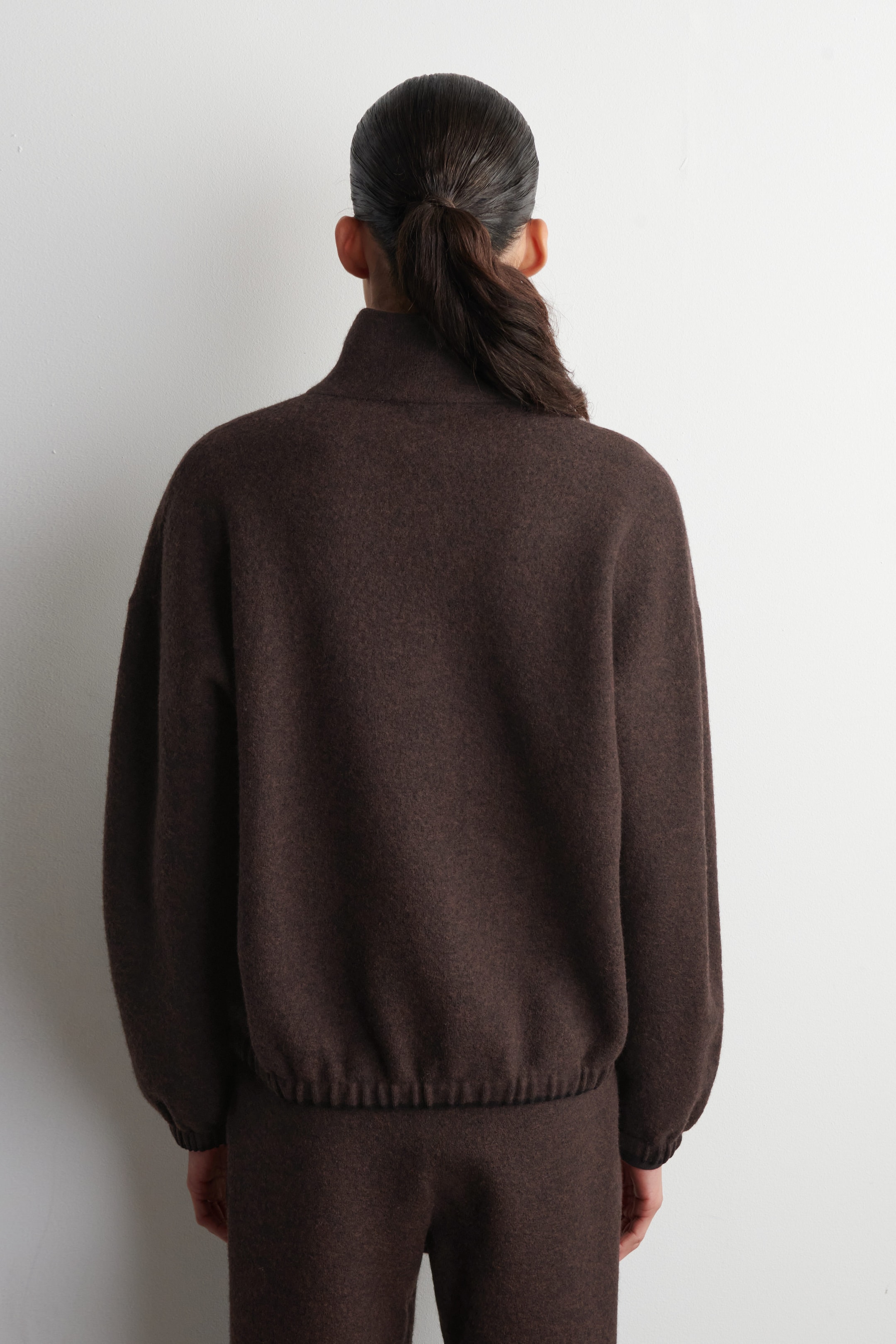 BOILED MERINO WOOL ZIP-UP SWEATER