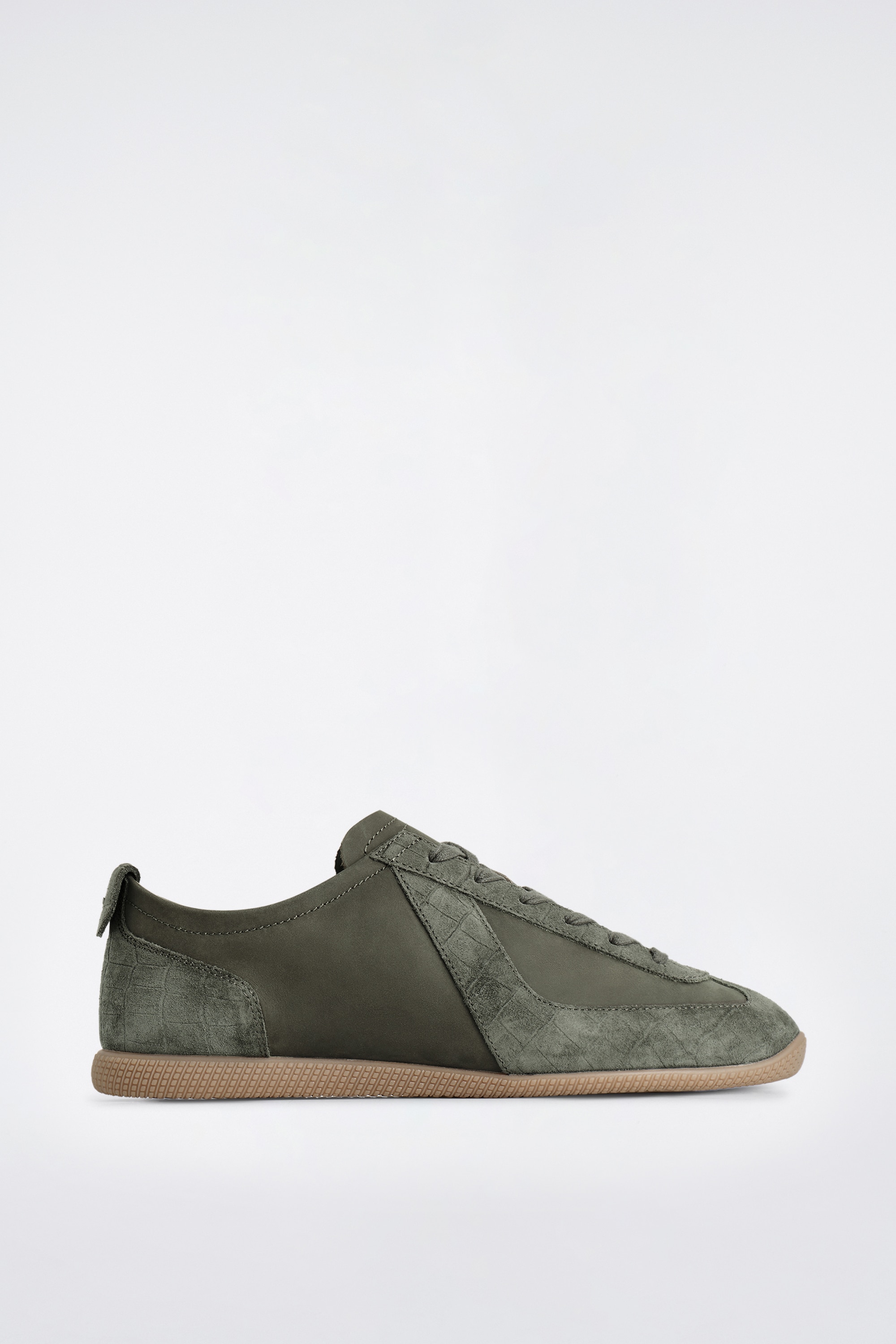 SNEAKERS AUS NUBUK- UND VELOURSLEDER - KHAKI/GRAU