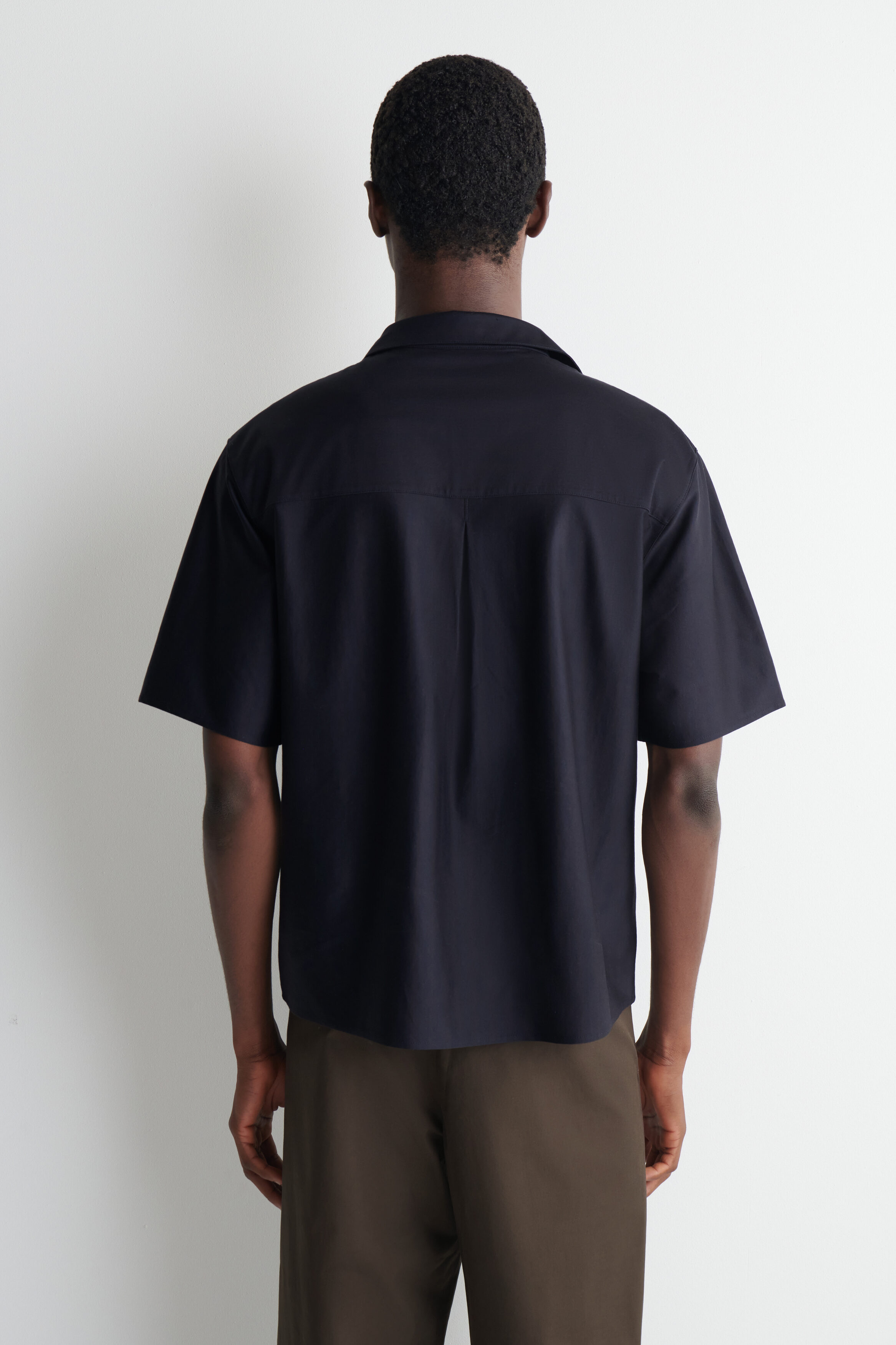 STRIPED COTTON-JACQUARD SHIRT - NAVY / BROWN / STRIPED | COS