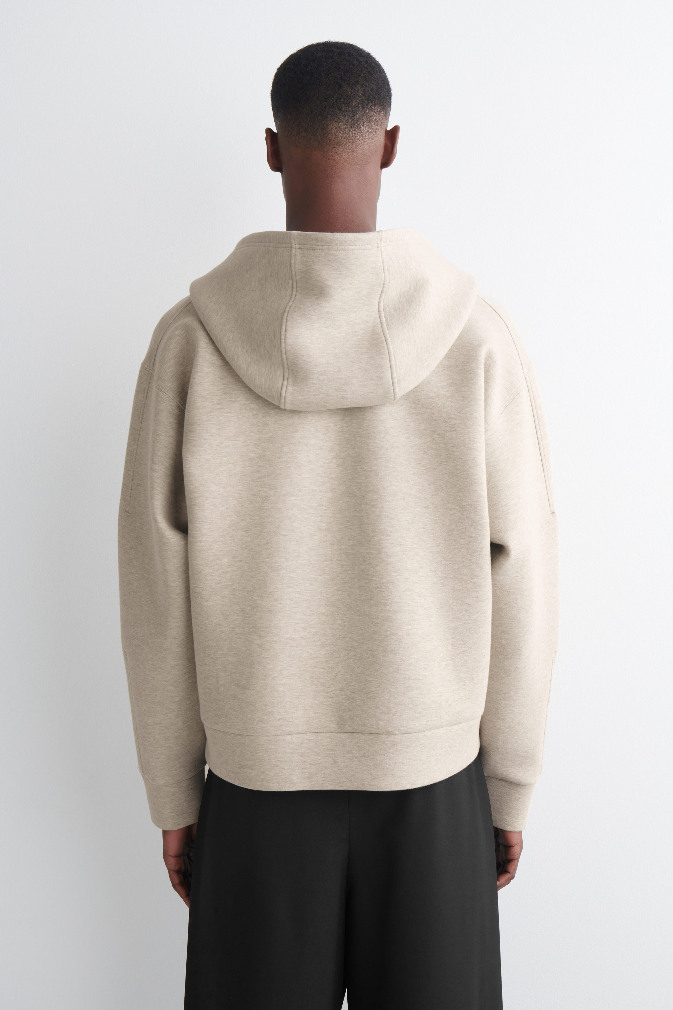 OVERSIZED SCUBA-JERSEY ZIP-UP HOODIE - BEIGE | COS US