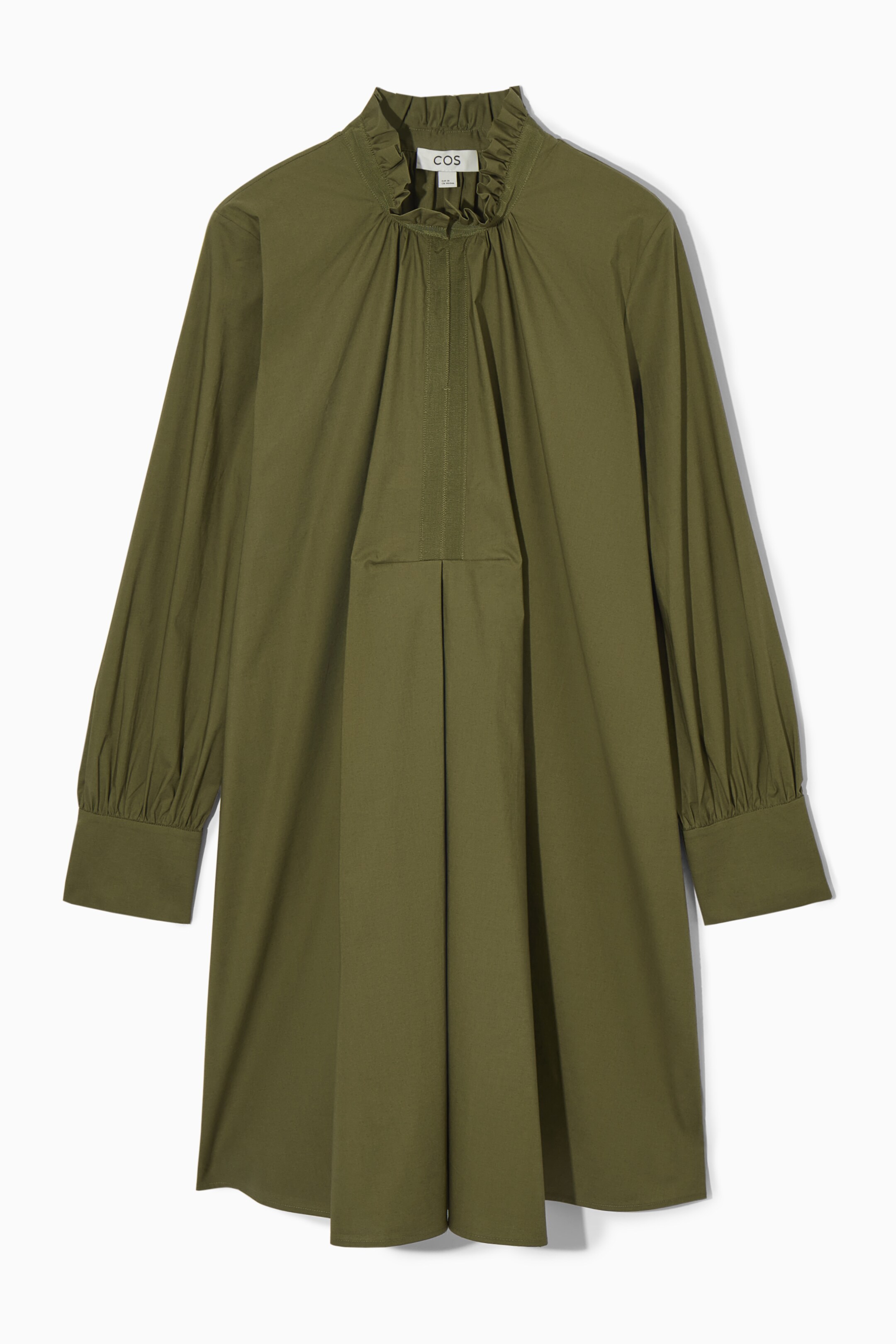 View larger image: RUFFLED-COLLAR MINI SHIRT DRESS - KHAKI - Ladies | H&M GB 1