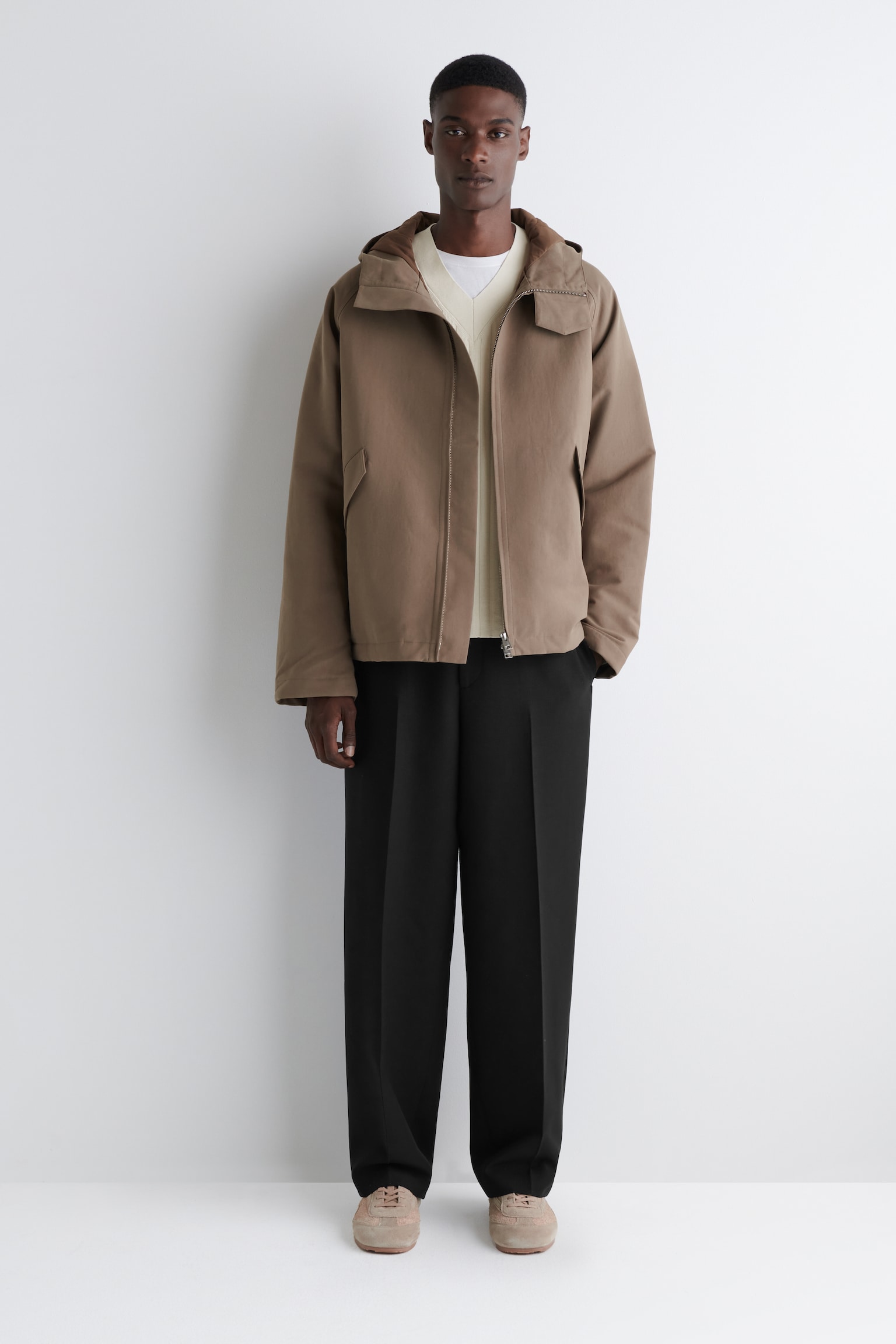 CHAQUETA CON CAPUCHA DE ALGODÓN TÉCNICO - MARRÓN/VERDE OSCURO - 7
