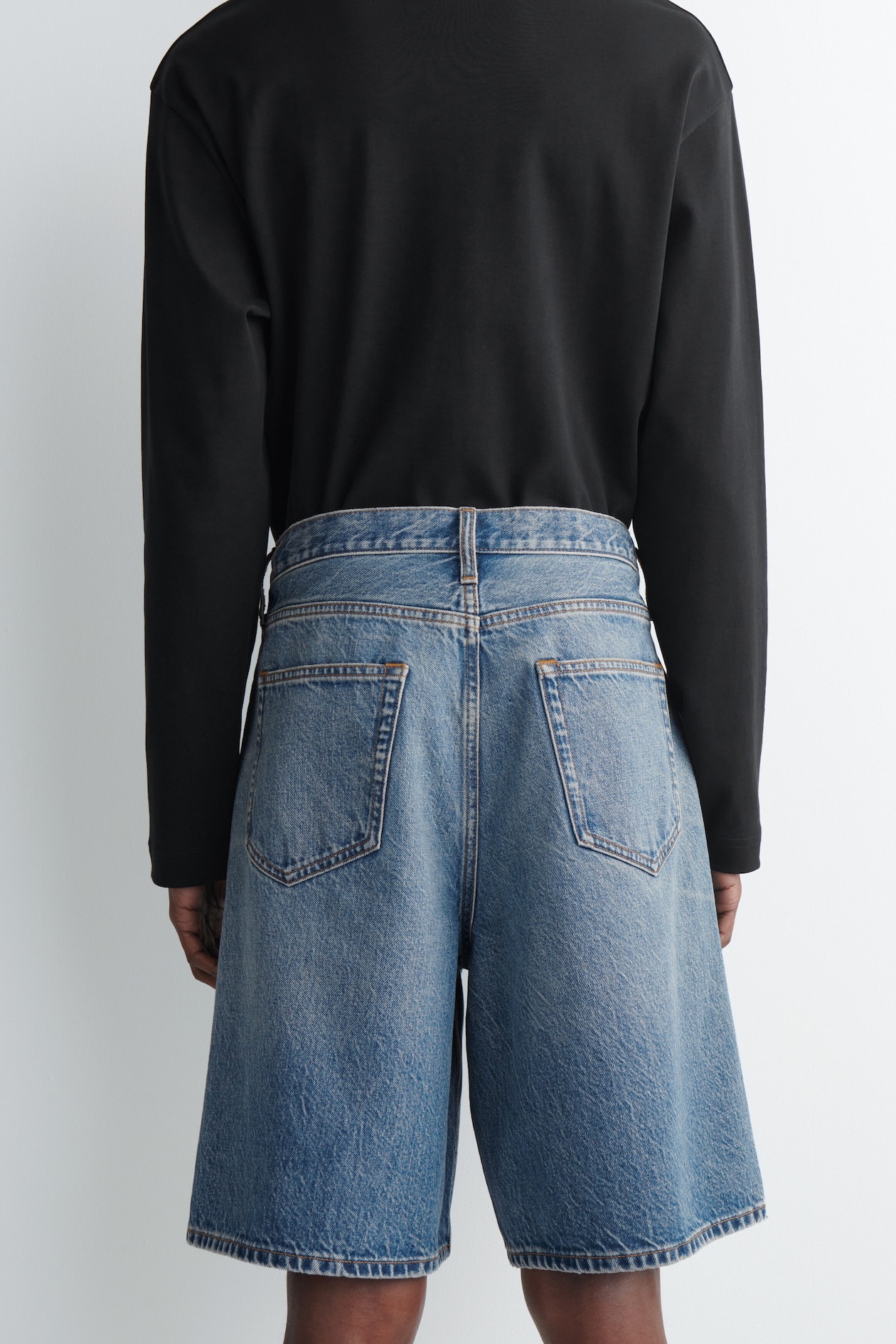 RIDER RELAXED-FIT DENIM SHORTS — BLUE