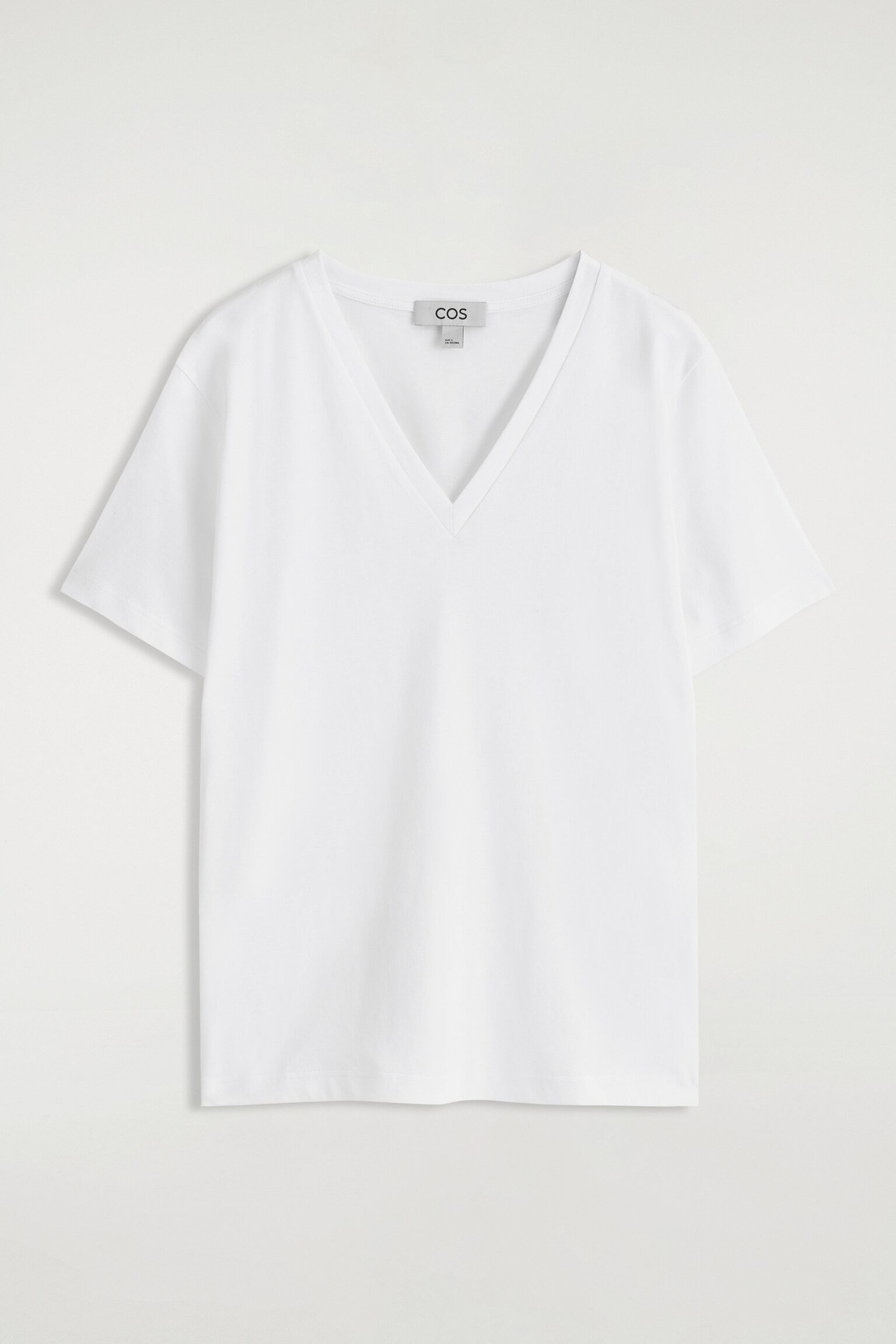T-SHIRT AUS BAUMWOLLE MIT V-AUSSCHNITT - WEISS/GRAU MELIERT/WEISS/GESTREIFT/SCHWARZ - 2