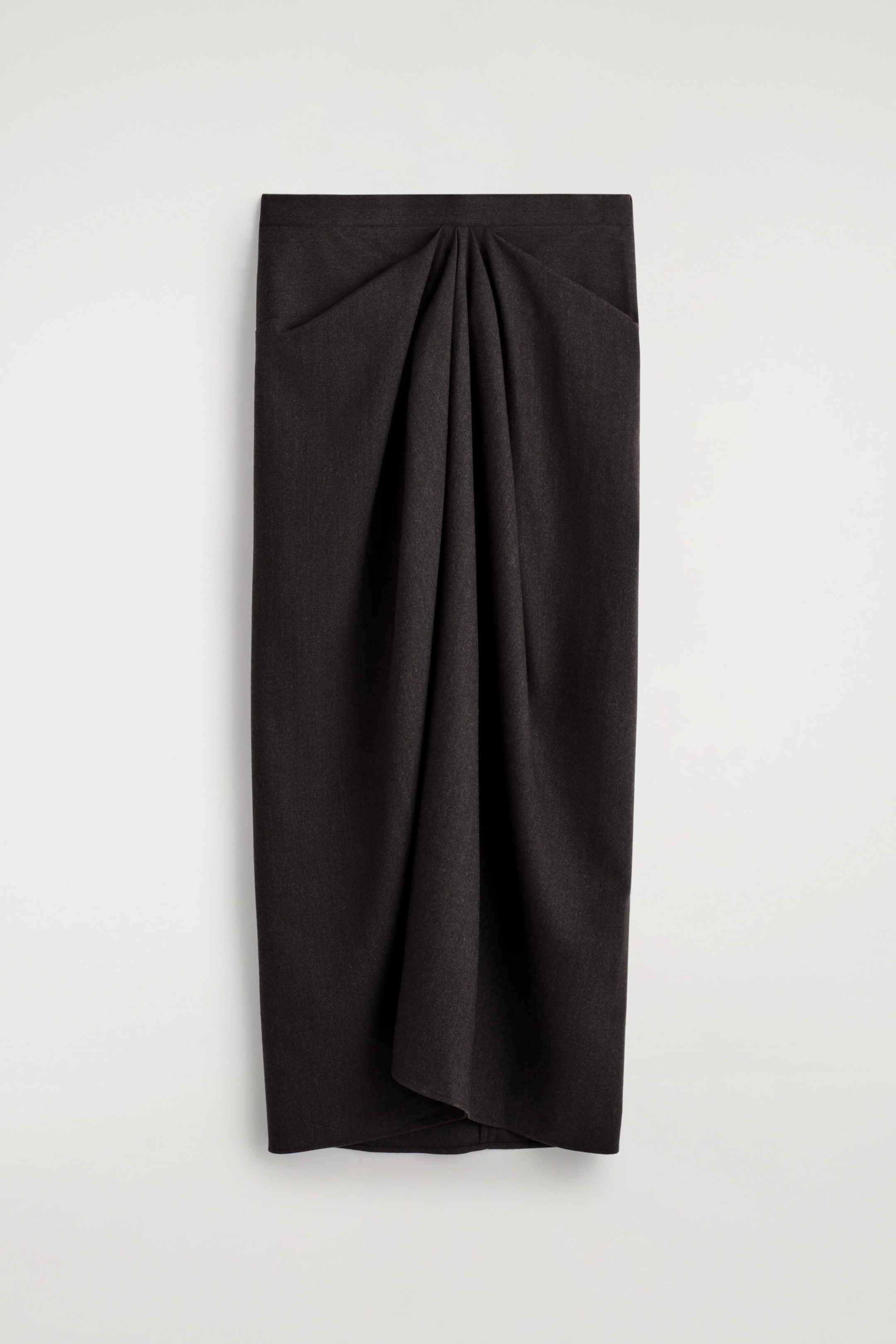 DRAPED WOOL-BLEND MIDI SKIRT