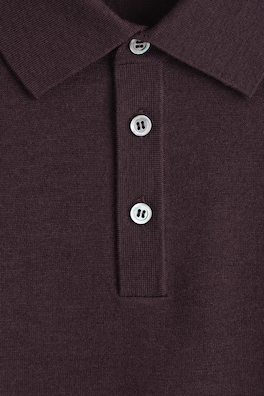 SLIM MERINO WOOL POLO SHIRT — BURGUNDY 1