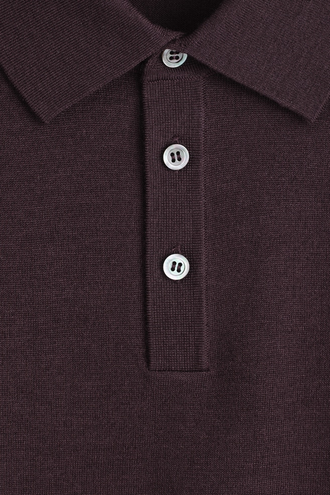 SLIM MERINO WOOL POLO SHIRT — BURGUNDY