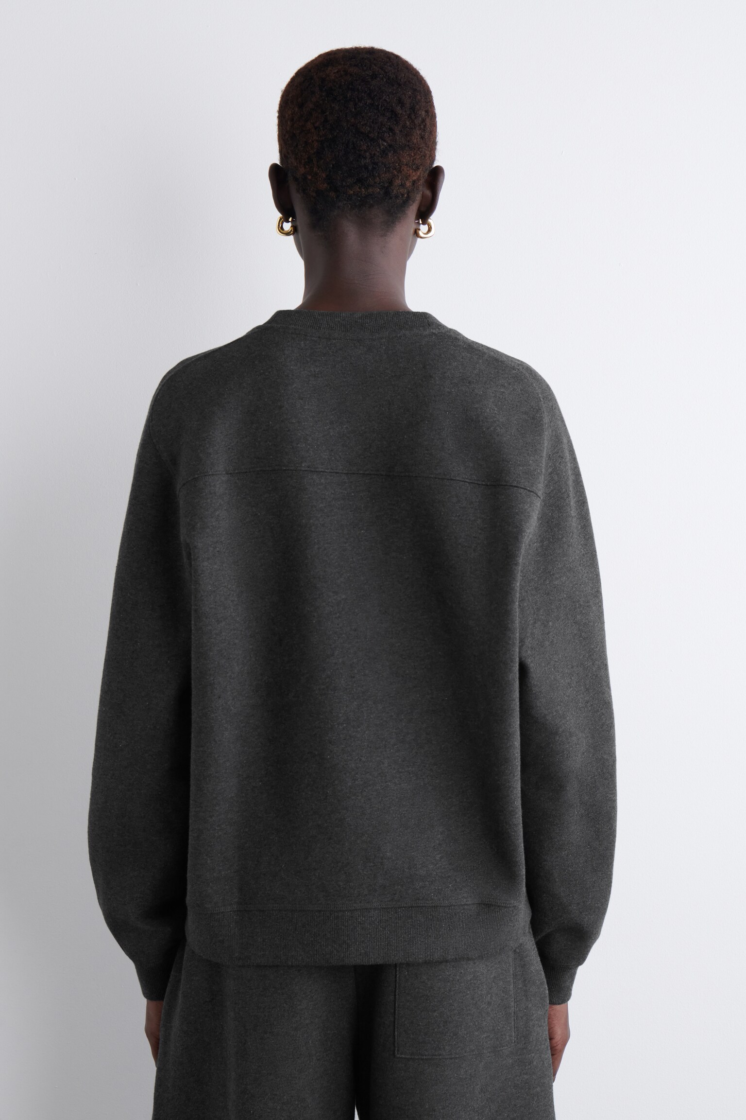 SUDADERA DE ALGODÓN - GRIS OSCURO JASPEADO/MORADO OSCURO - 3