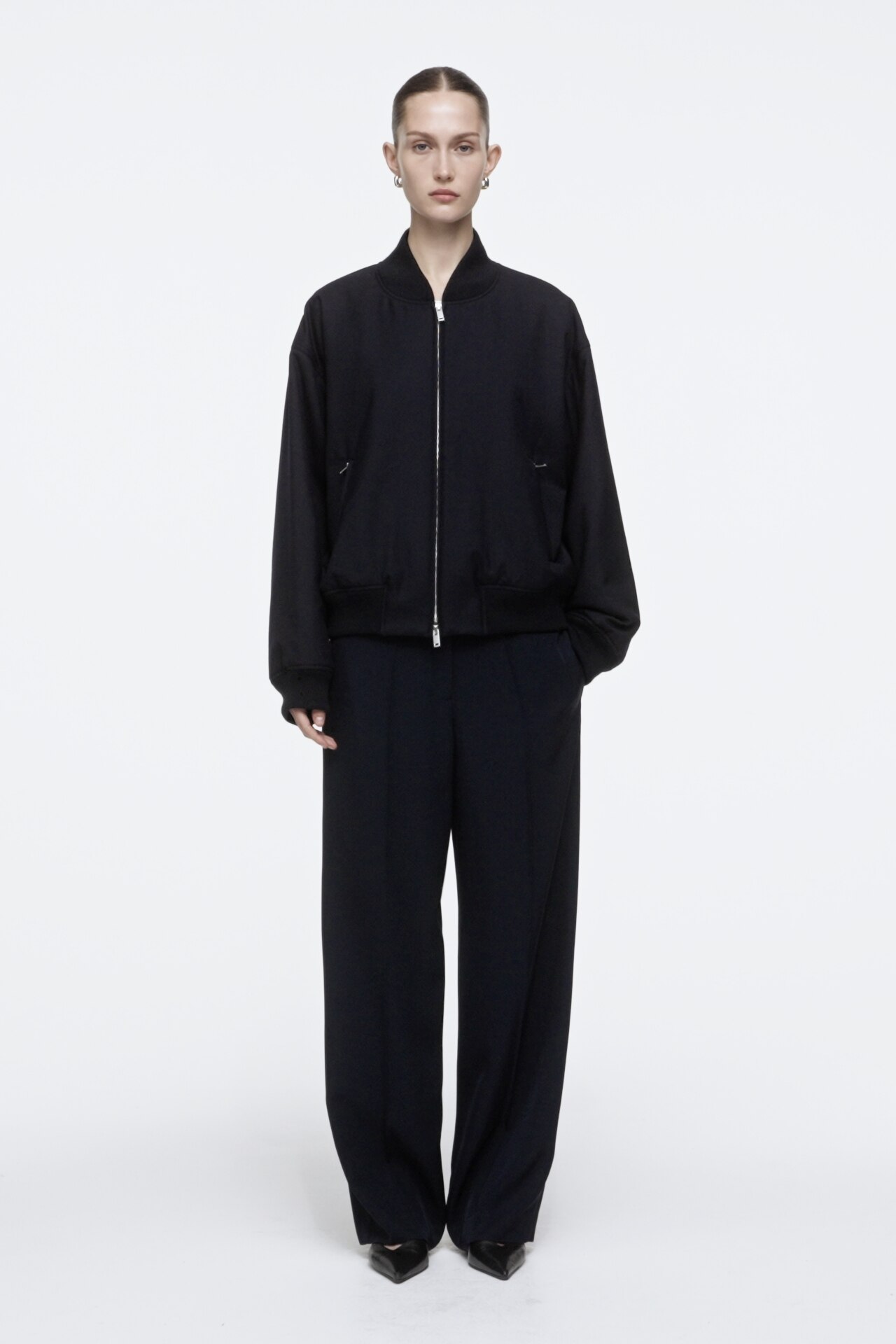 OVERSIZED WOOL BOMBER JACKET - NAVY | COS US