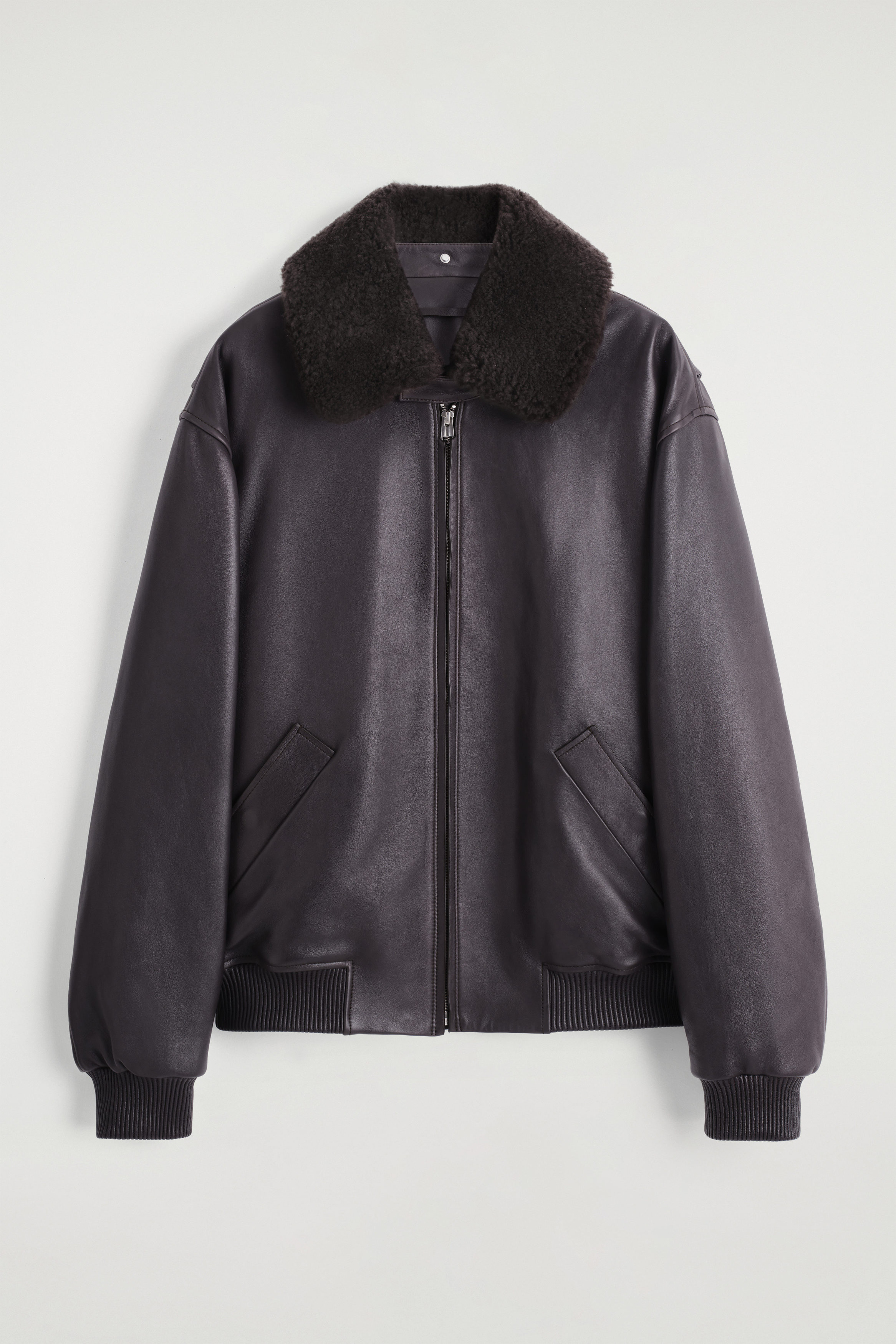 ジャケット・アウター COS COLLARED GRAINED-LEATHER JACKET COS Collared Grained-Leather Jacket | endource