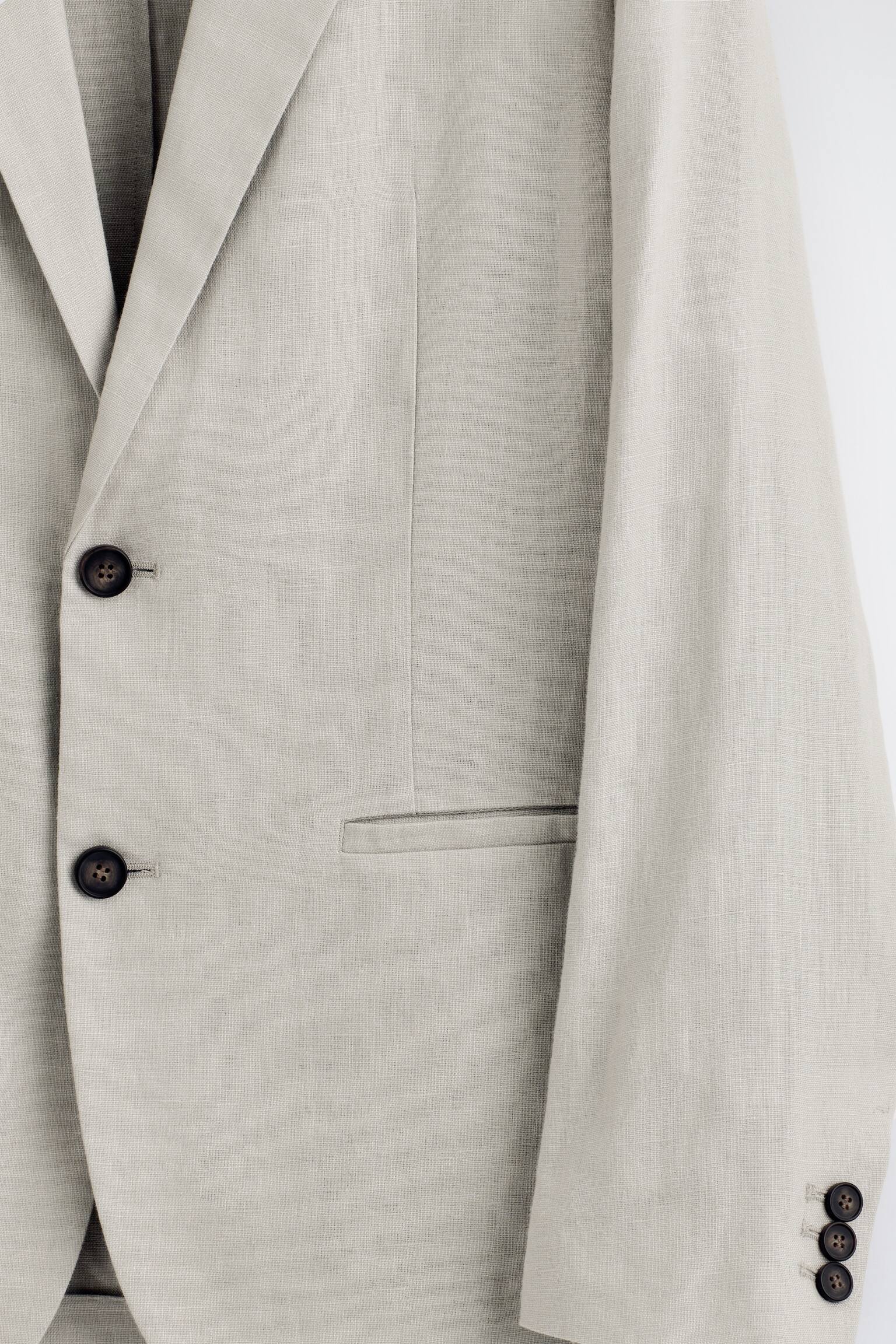 בלייזר פשתן עם כפתורים יחידים-GREEN - 4