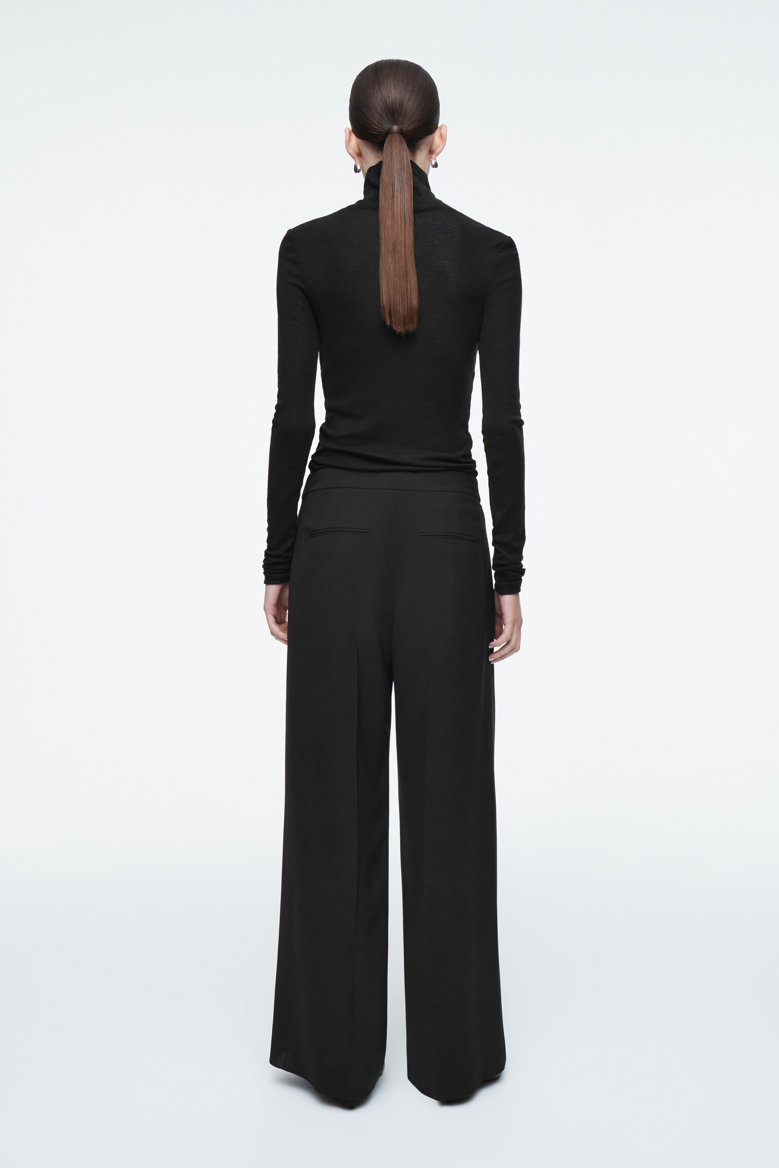 REGULAR WRAP-FRONT STRAIGHT-LEG TROUSERS - BLACK - 3