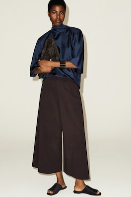 SEERSUCKER CULOTTES — BROWN 6