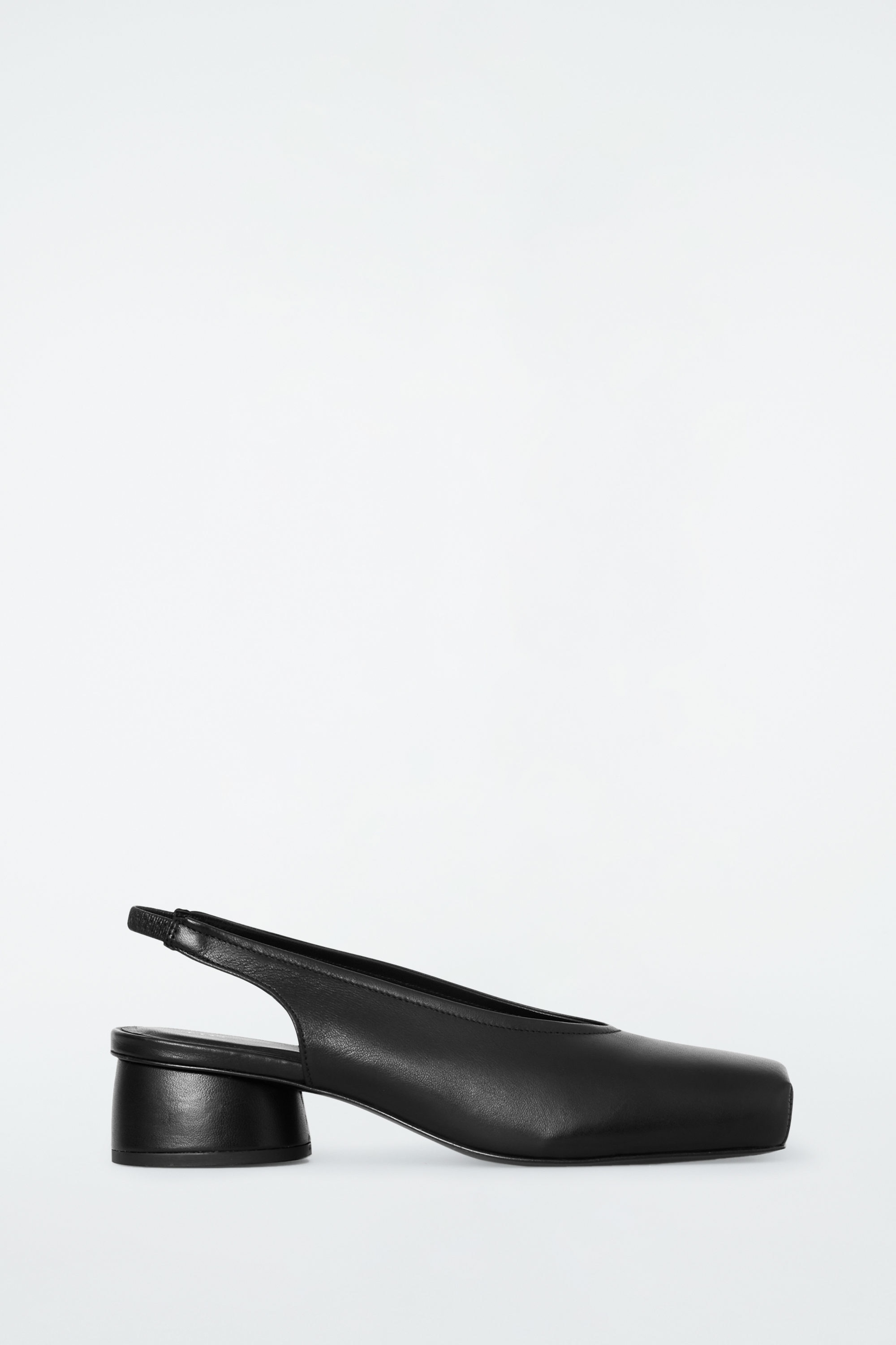 【本物保証】 SQUARE-TOE LEATHER HEELED BALLET PUMPS - BLACK | COS 靴