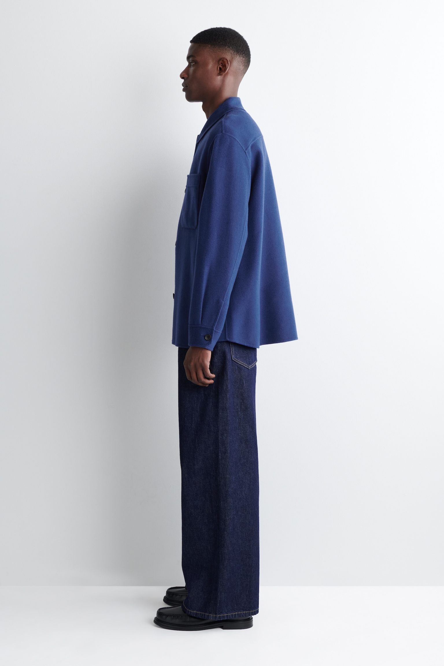 SPLIT WOOL OVERSHIRT - COBALT BLUE/BLACK - 5