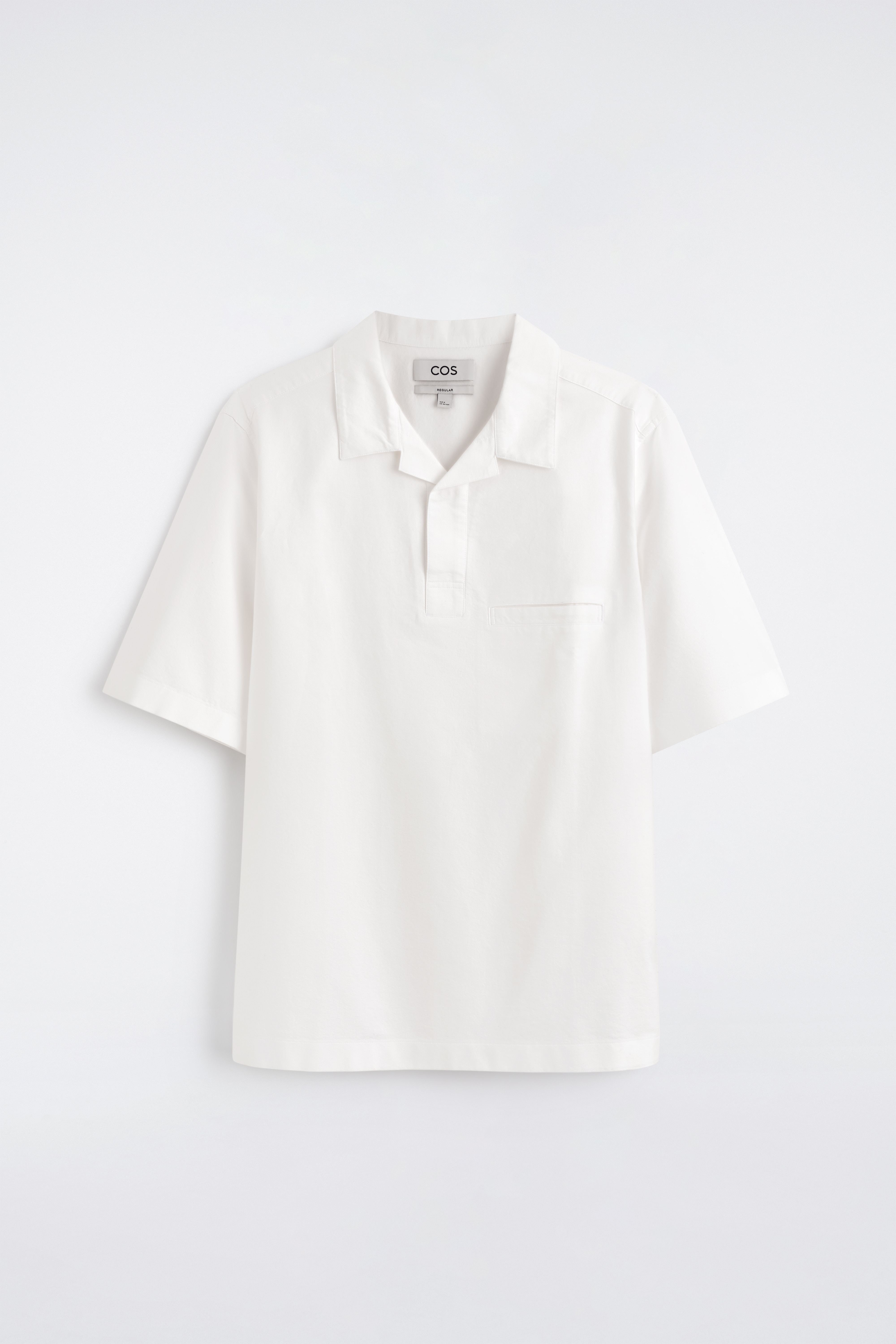 Camisa popover em algodão oxford - BRANCO/Azul claro