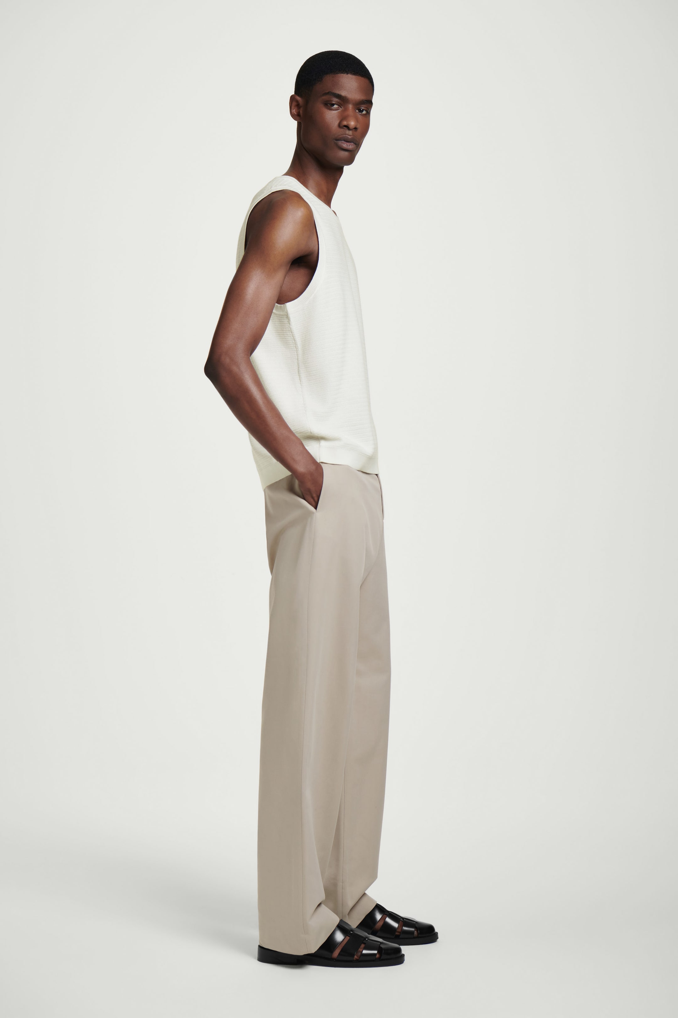 TEXTURED KNITTED COTTON TANK TOP