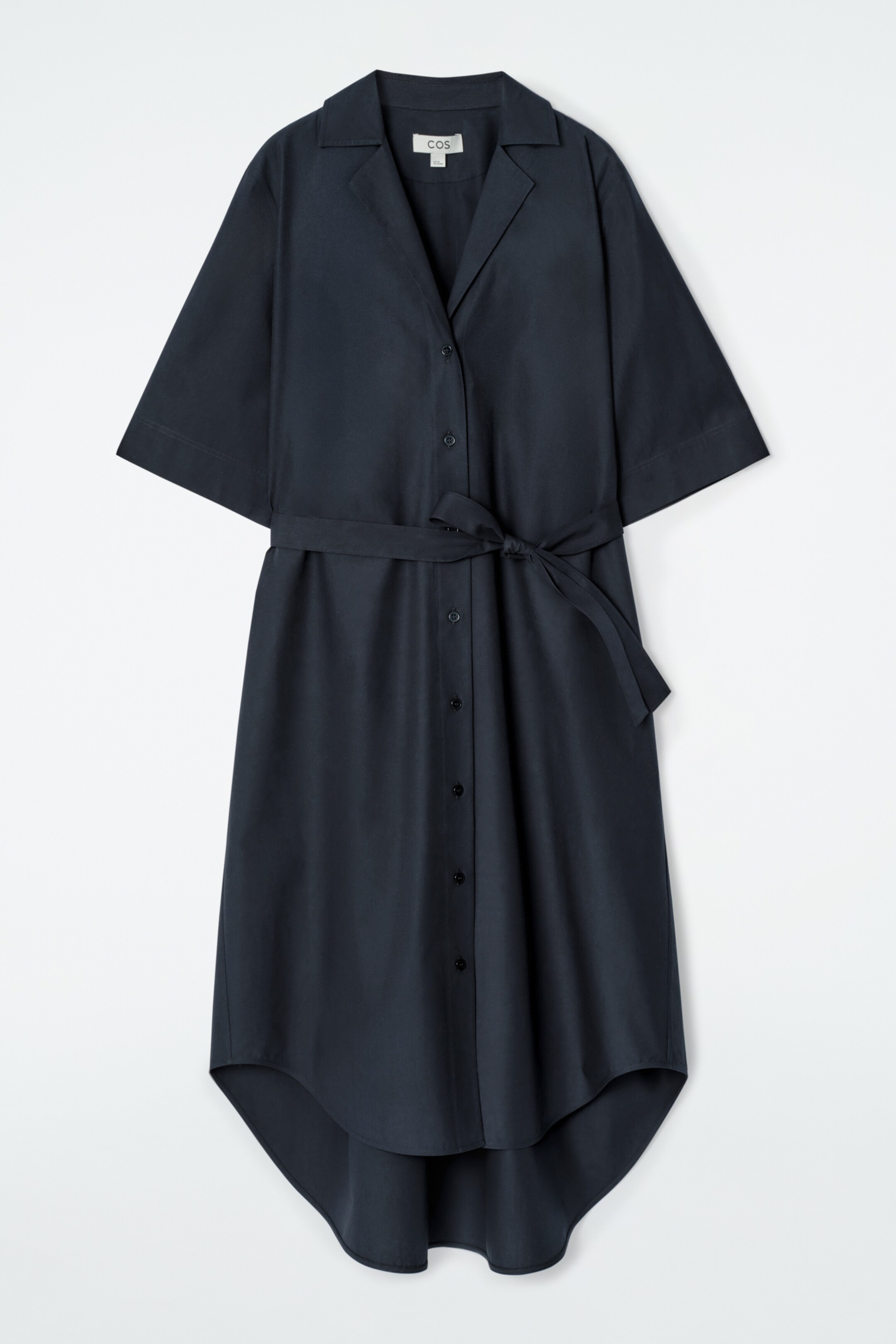 Grotere afbeelding bekijken: Jurk met ceintuur en korte mouwen tot op de kuit - MARINEBLAUW - DAMES | H&M BE 6