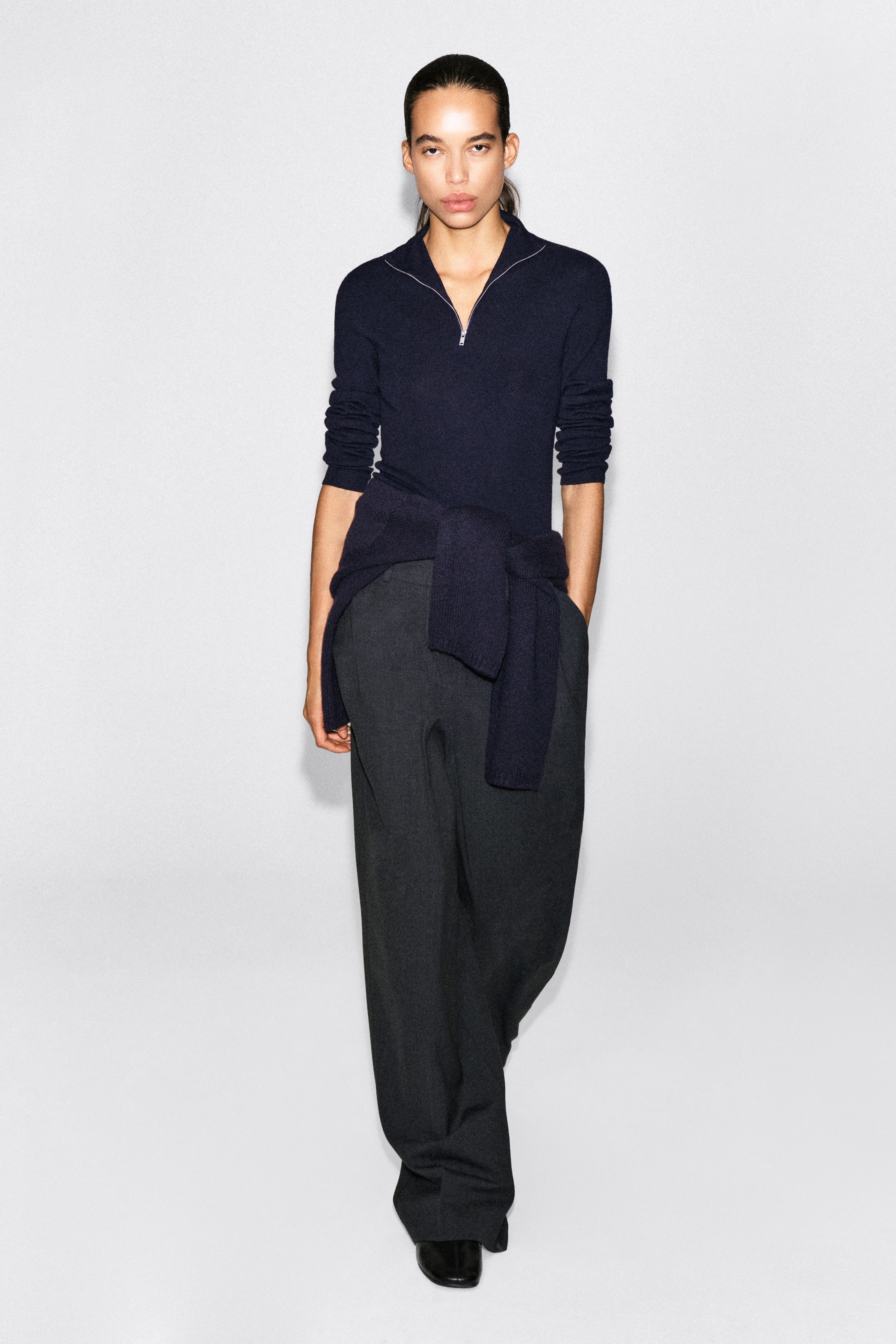 LOCKERE HOSE AUS TWILL MIT WEITEM BEIN - DUNKELGRAU/SCHWARZ/DUNKELBRAUN/NAVYBLAU