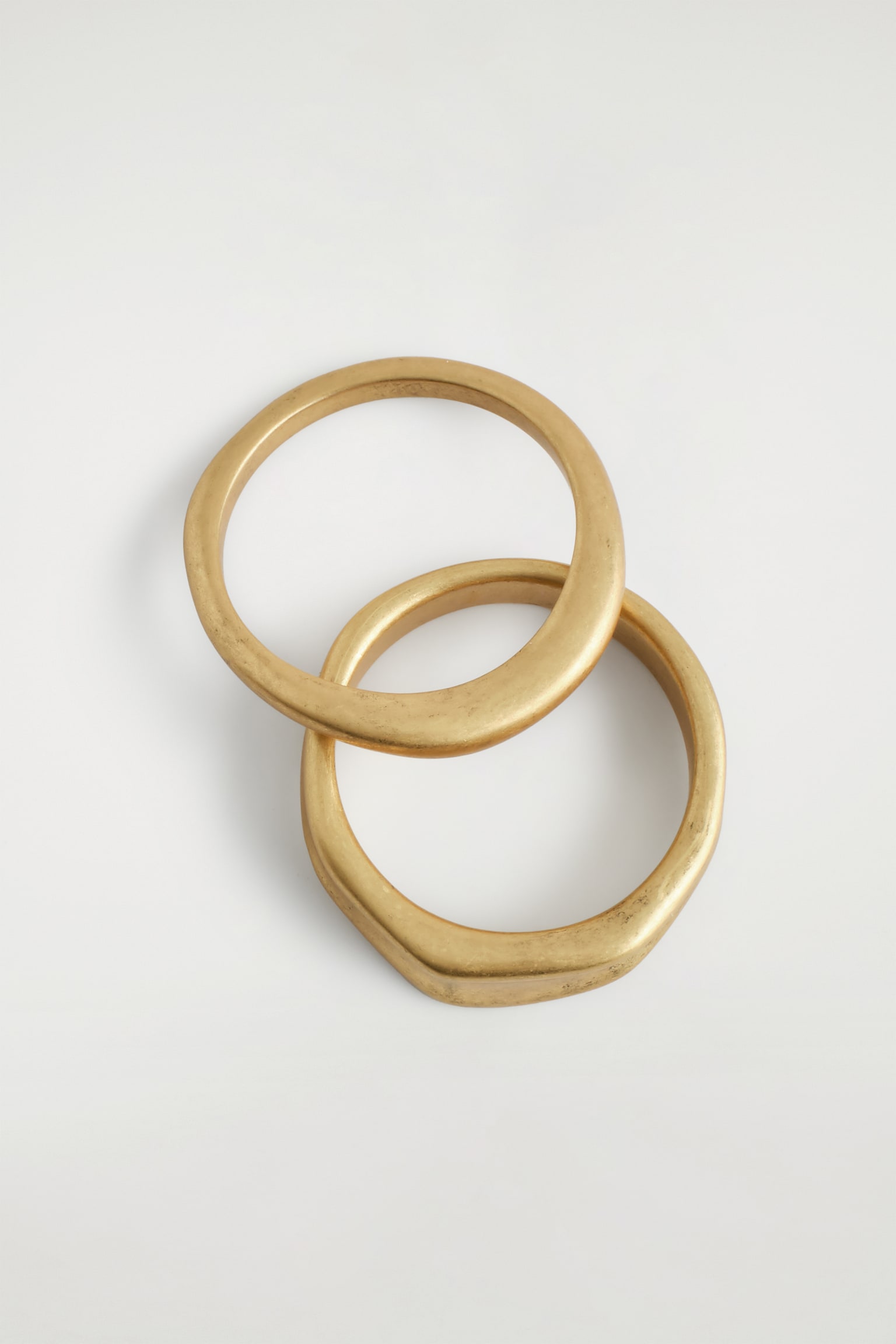 2-PACK HAMMERED RINGS - GOLD/SILVER - 4