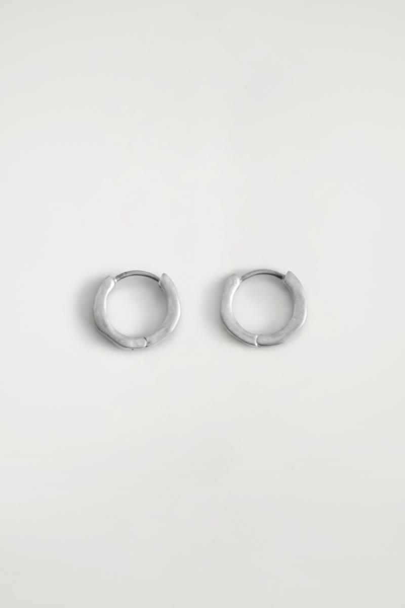 Cos Hammered Mini Hoop Earrings In Silver